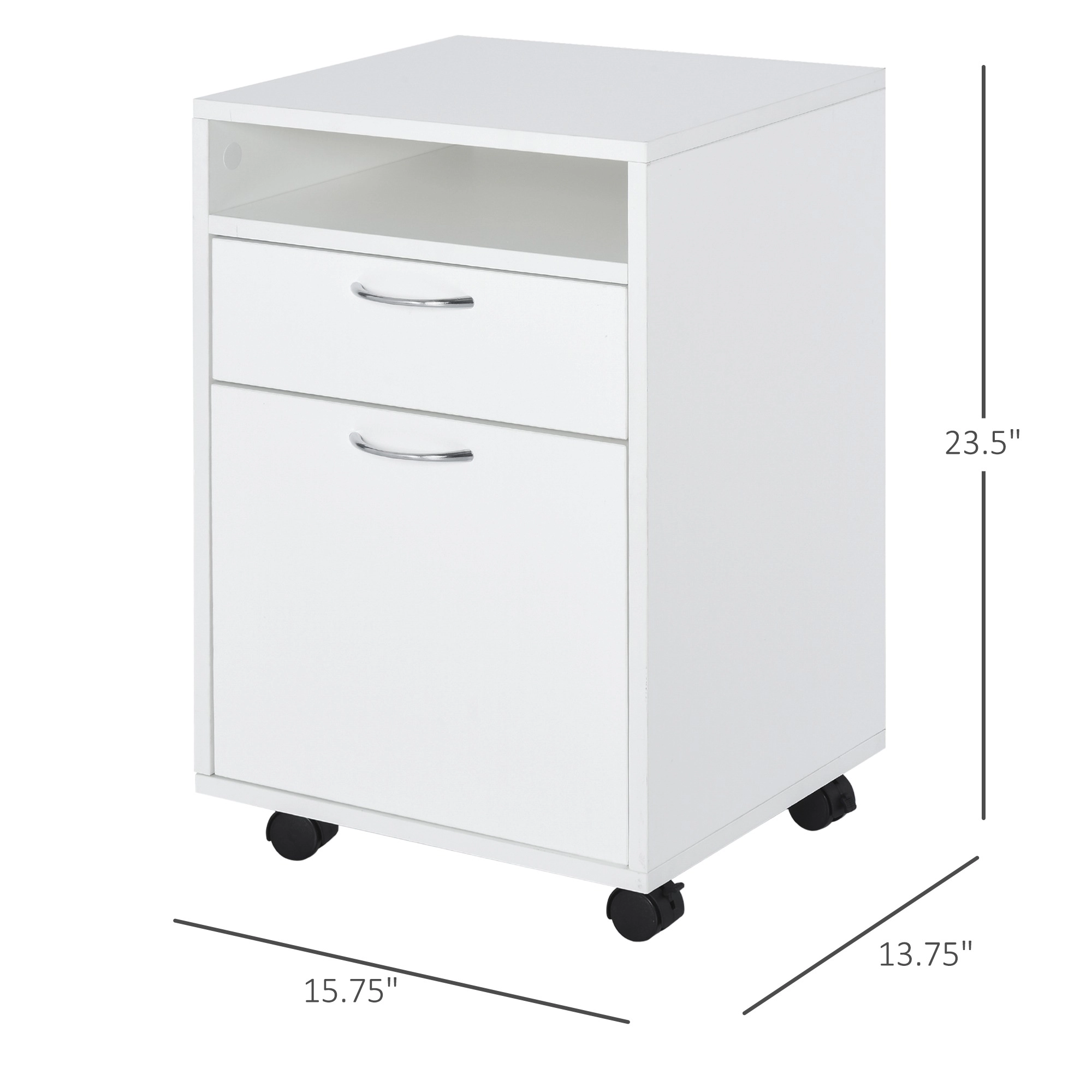 HONGGE Mobile Storage Cabinet Organizer with Drawer and Cabinet, Printer Stand with Castors