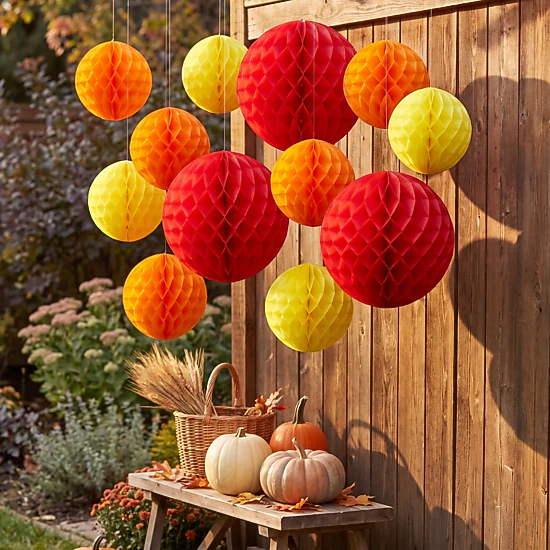 Wrapables Fall Honeycomb Ball Party Decorations for Autumn, Harvest ...