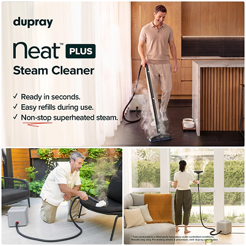 Dupray Neat Plus Steam Cleaner - Multipurpose Chemical-Free Steamer & Mop for Home & Car with 17 Accessories