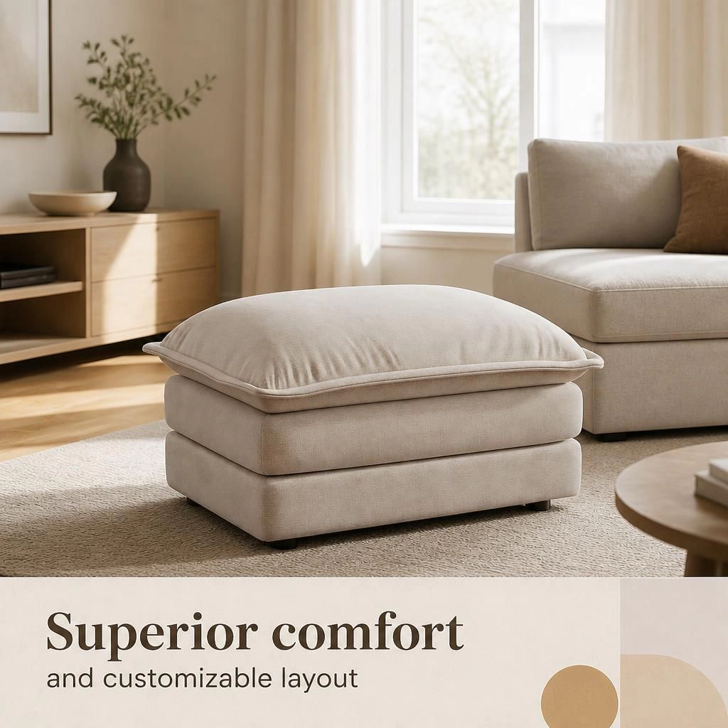 GOODSILO Soft Upholstered Chenille Rectangular Ottoman