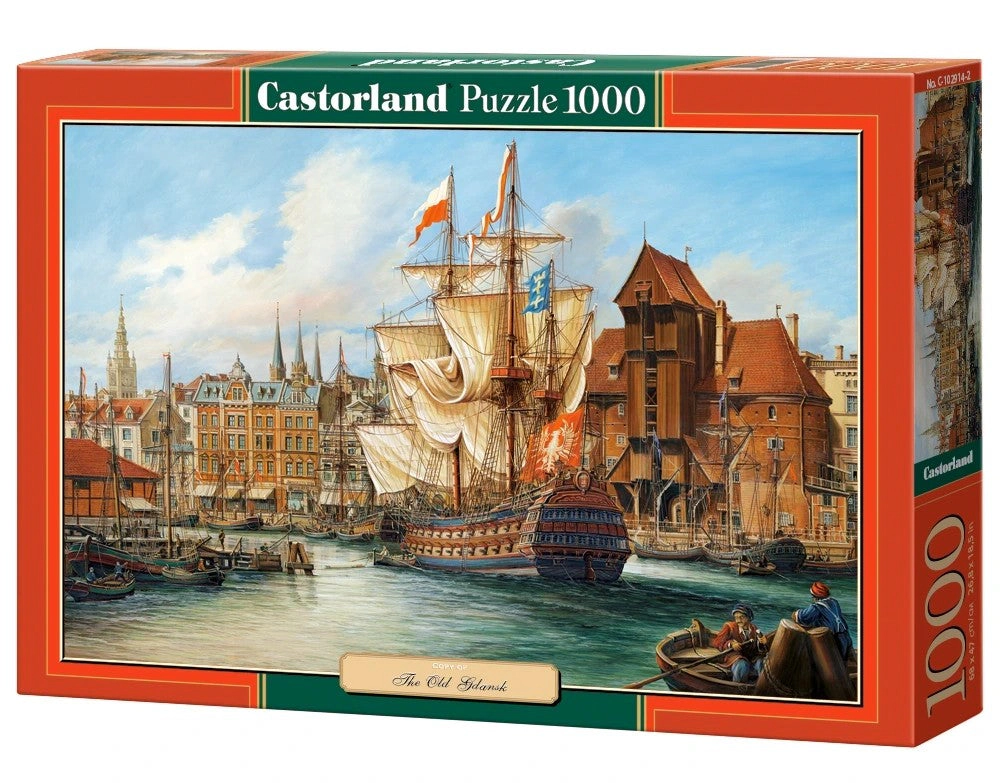 CASTORLAND 1000 Piece Jigsaw Puzzles, The Old Gdansk, Poland, historic sailing ship, C-102914-2