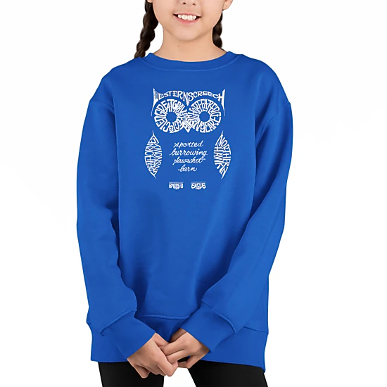 LA Pop Art Girl's Word Art Sweatshirt - Owl