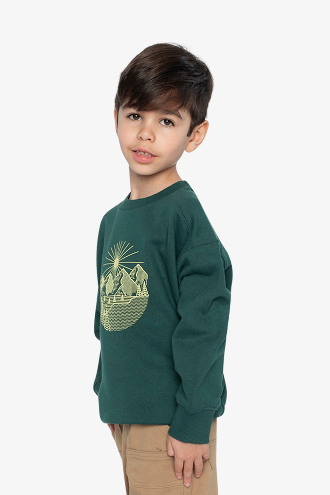 Deux par Boys Fleece Crewneck Sweatshirt with Nature Graphic