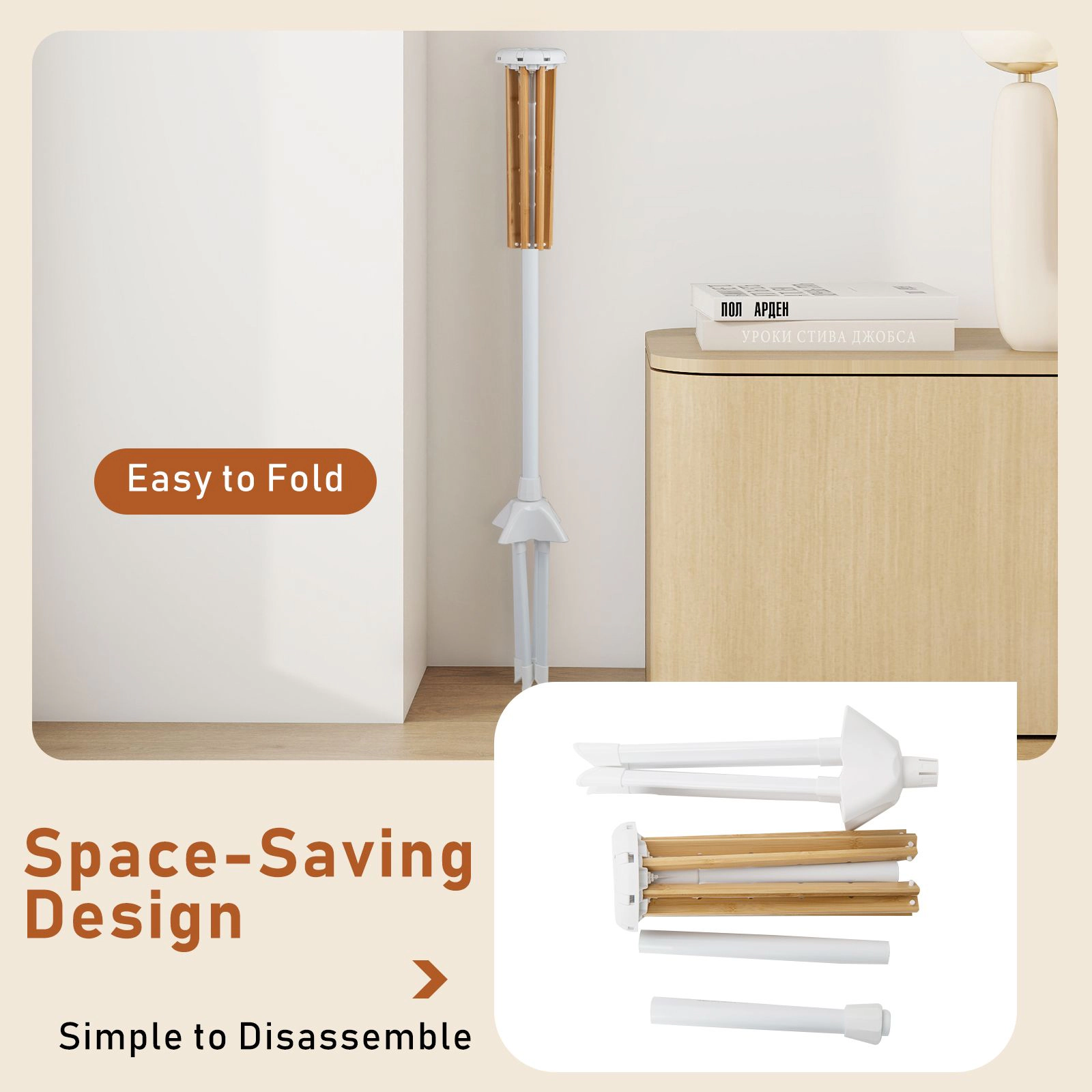 SlickBlue Portable Laundry Drying Stand with 40 Hanger Slots and Space-Saving Design