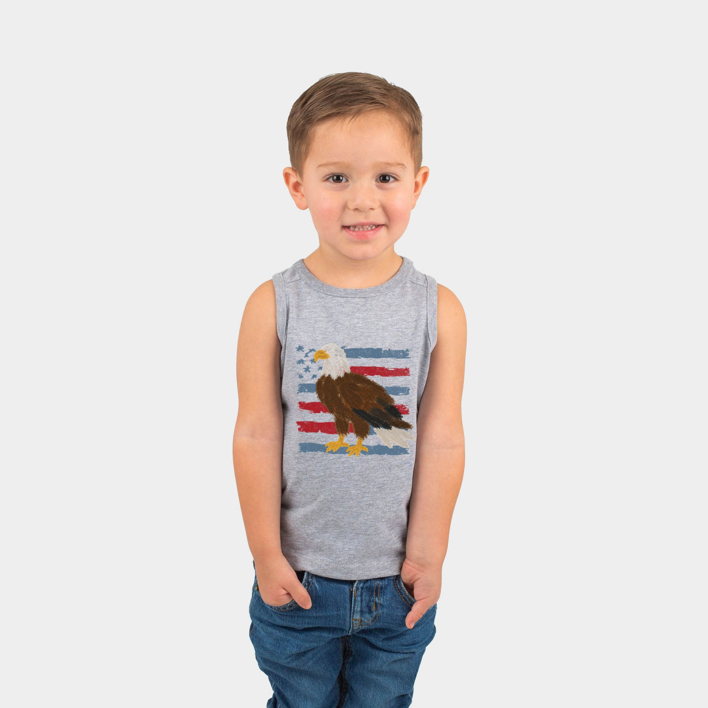 The Juniper Shop - Toddler Graphic Tank Bald Eagle Patriotic Flag