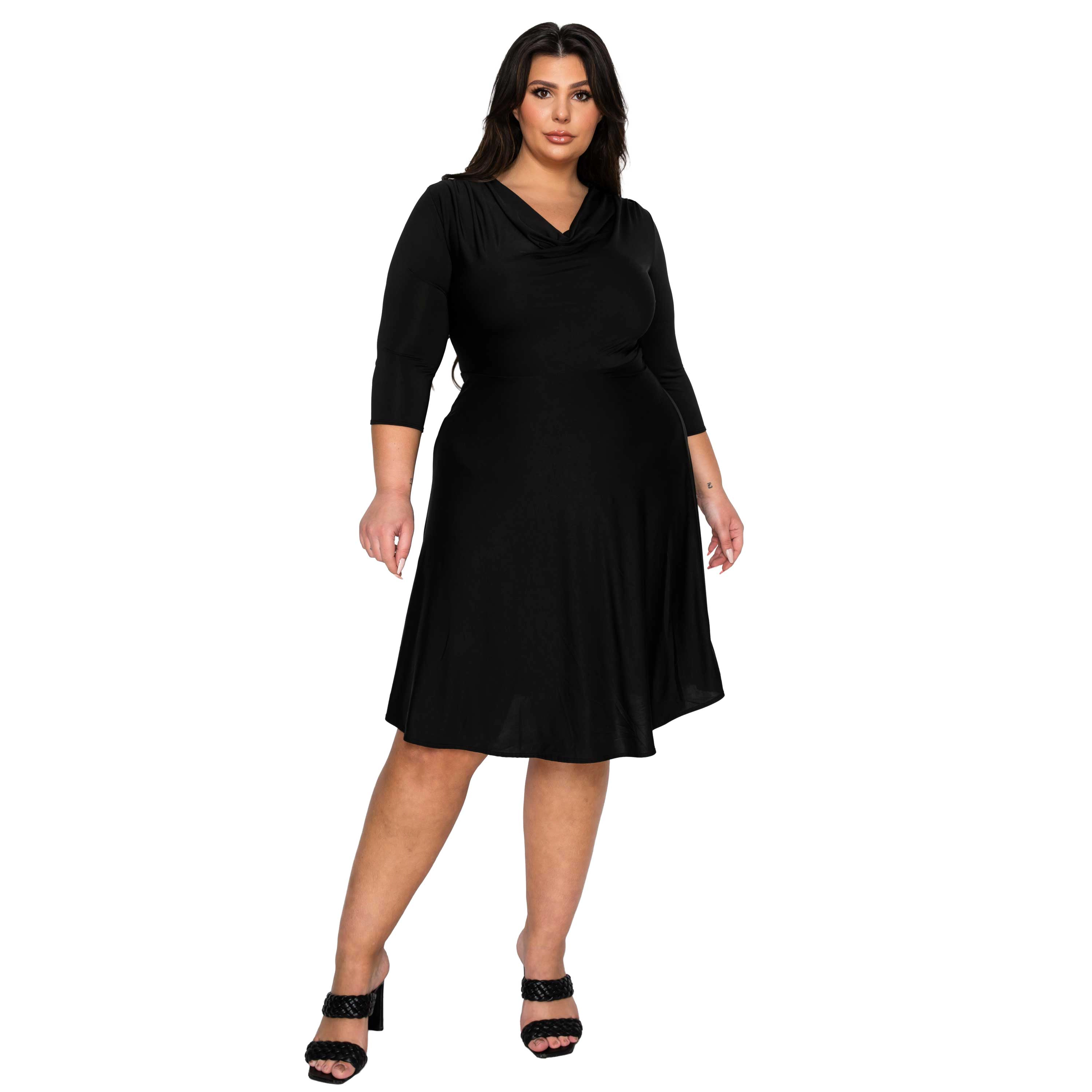 L I V D Women's Plus Amoretti Cowl Neck Flare Dress