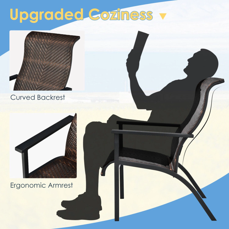 Hivvago 3 Pieces Patio Rattan Bistro Set With High Backrest And Armrest