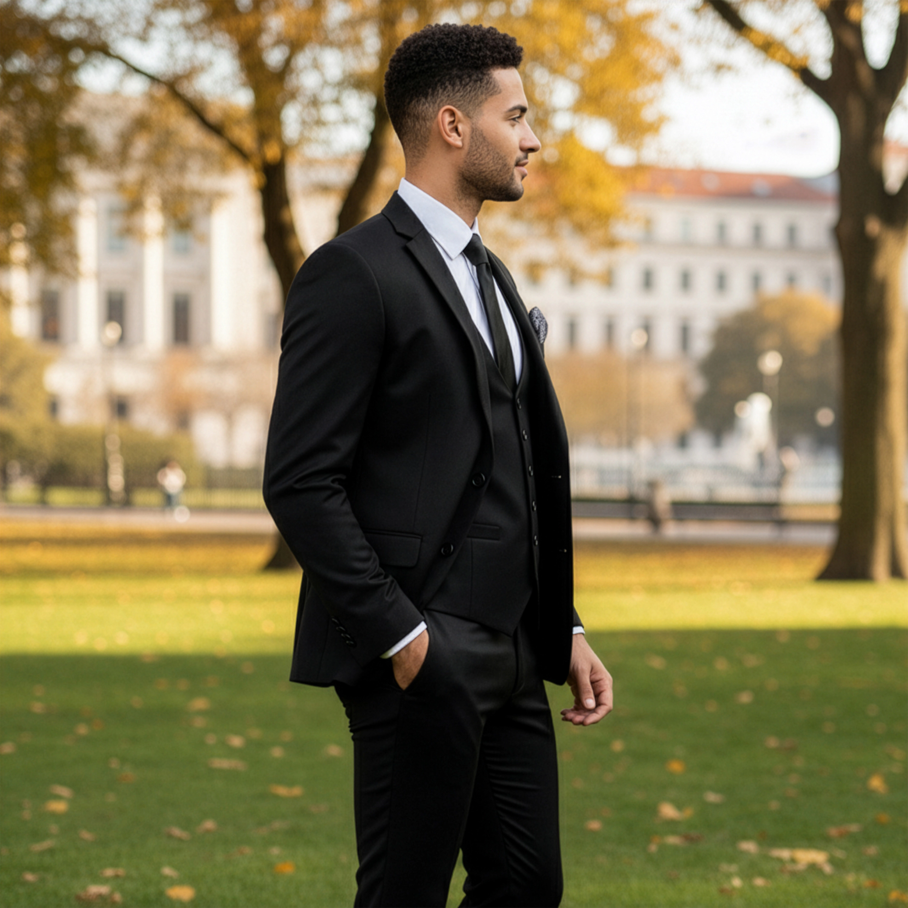 Sean Alexander Men's Skinny Fit 3pc Solid Vested Suit Set