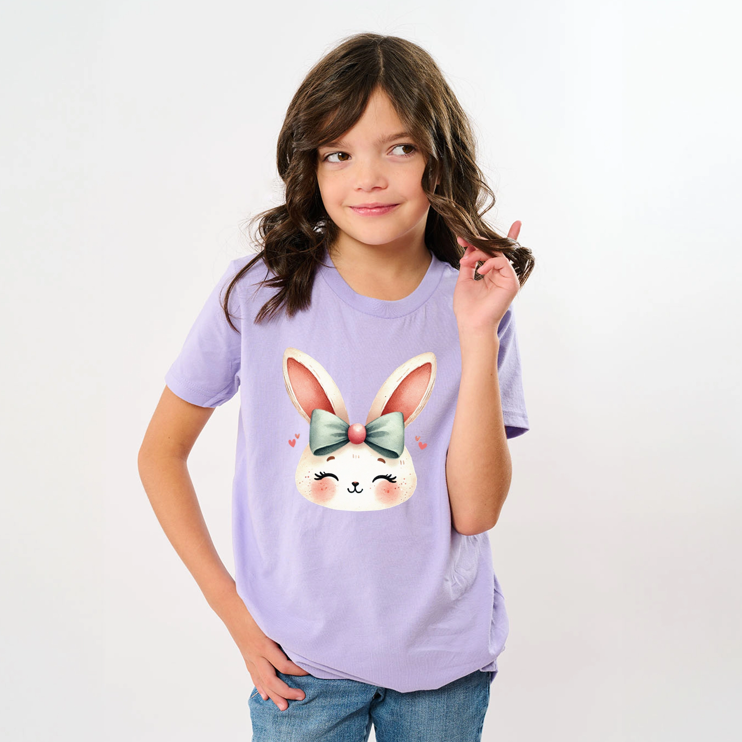 The Juniper Shop - Watercolor Bunny Face Youth Short Sleeve Graphic T-Shirt