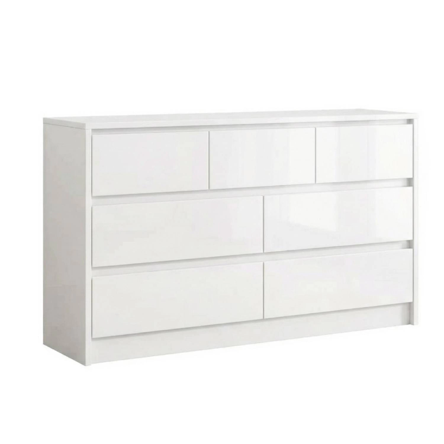 55" Full High Gloss Dresser with 7 Drawers, Modern Wide Storage Chest for Bedroom