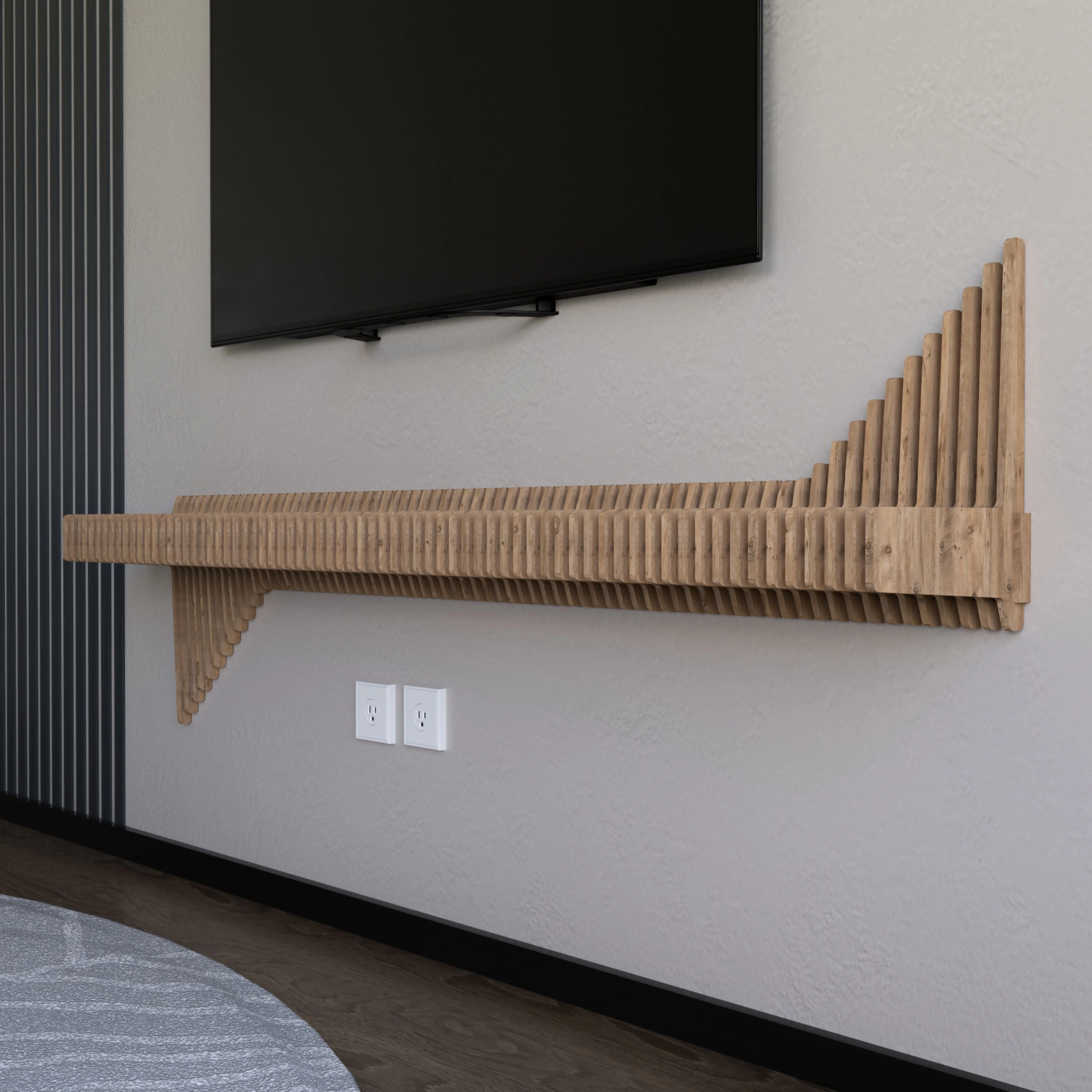 Wear Sierra Parametric 65" 3D Wavy Floating Shelf