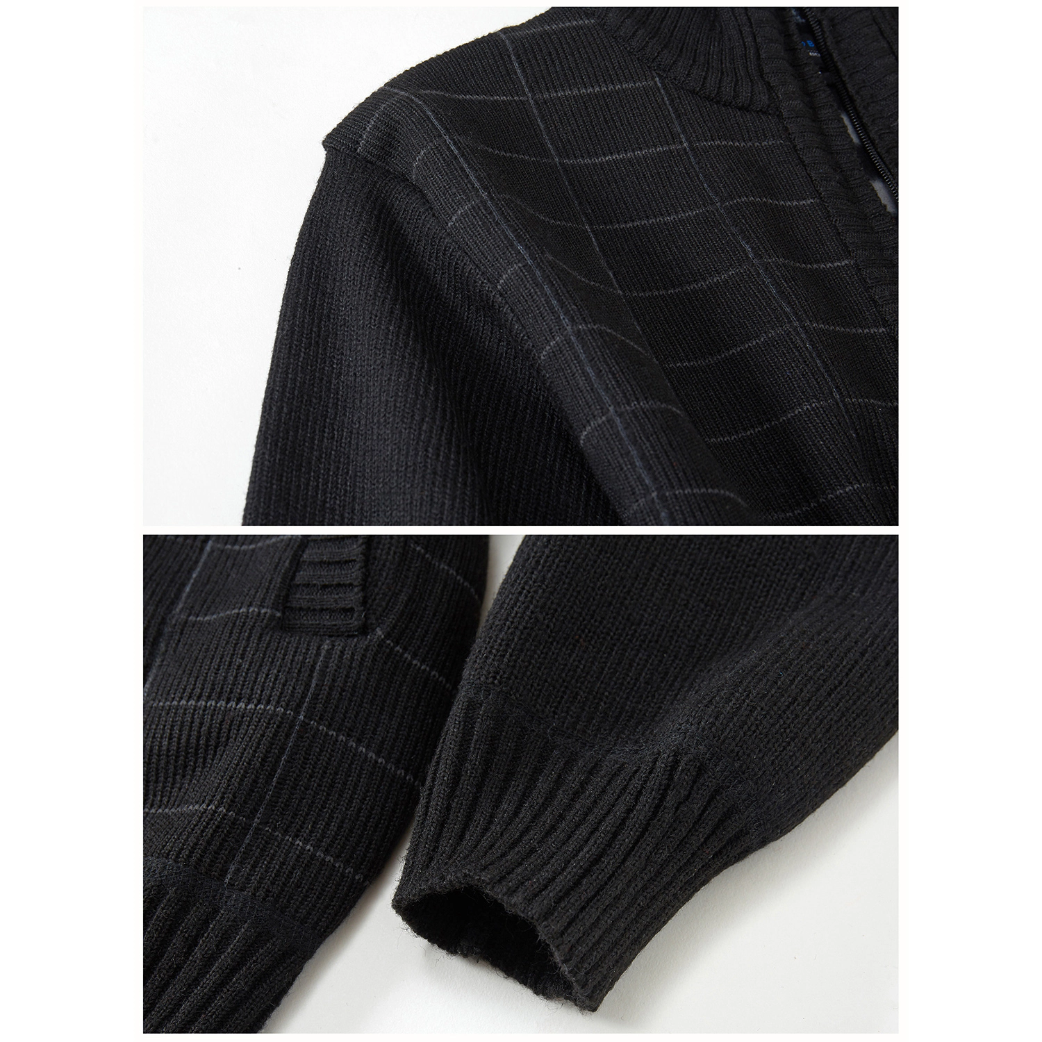 Gioberti Men's Knitted Full Zip Cardigan Sweater With Soft Brushed Flannel Lining