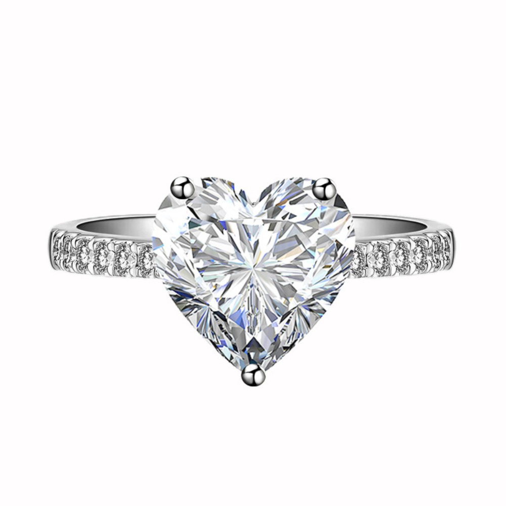Wardrobe Whimsy Heart‑Cut Cubic Zirconia Pave Shank Silver‑Tone Engagement Ring