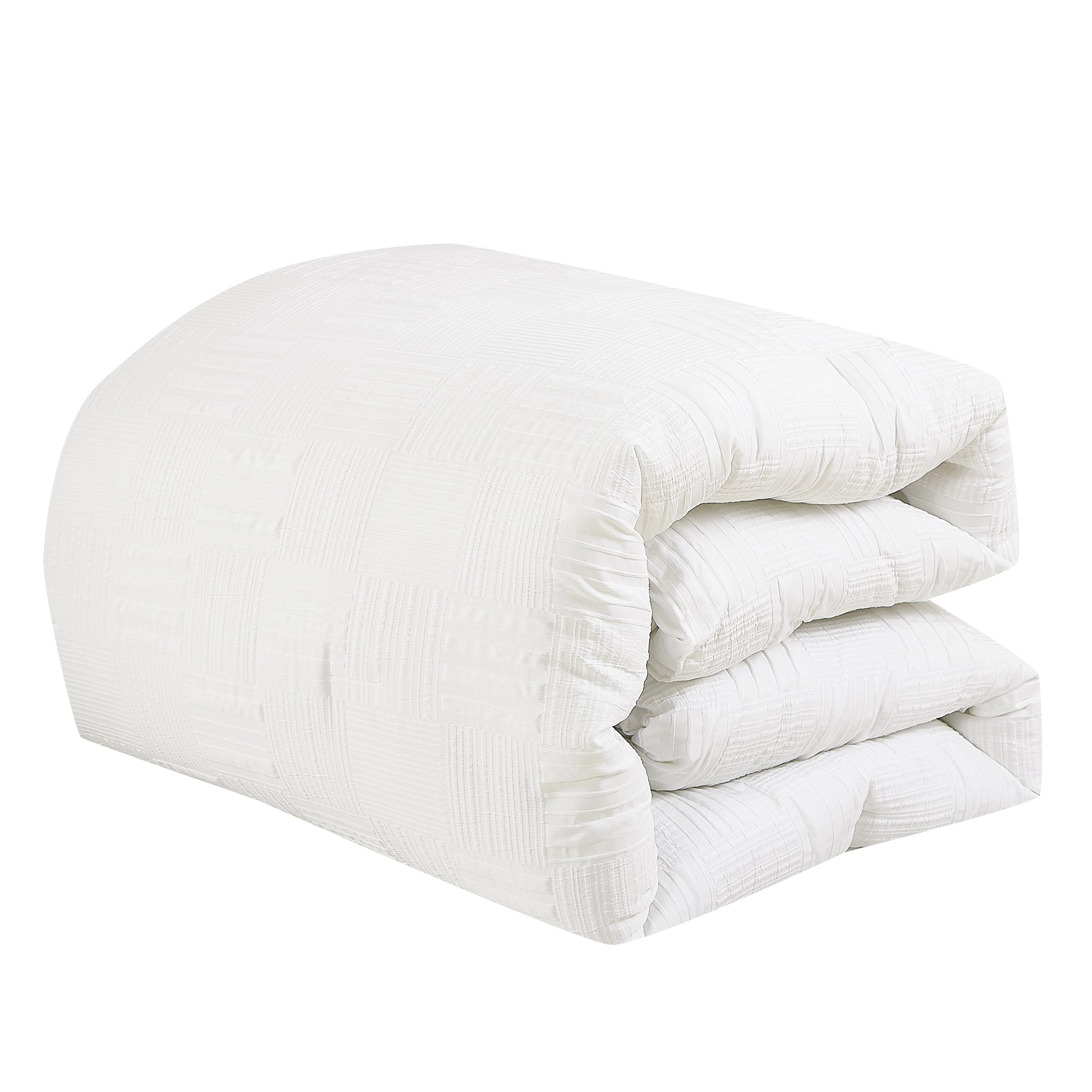 MarCielo 5 Pieces White Geometric Jacquard Comforter Set,Luxurious Breathable Bedding Set