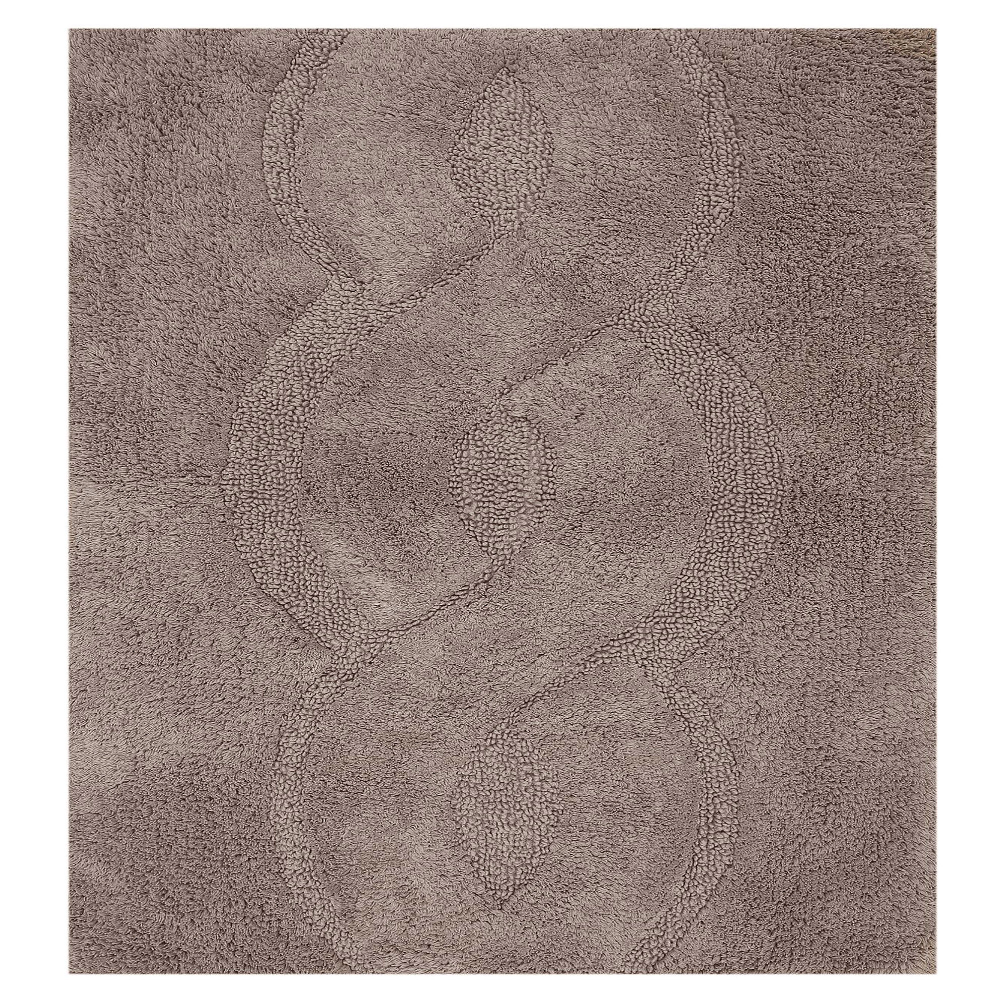 Perthshire Platinum Collection Sculptured Chain Design Anti-Skid Cotton Bath Rug 17" x 24" Stone