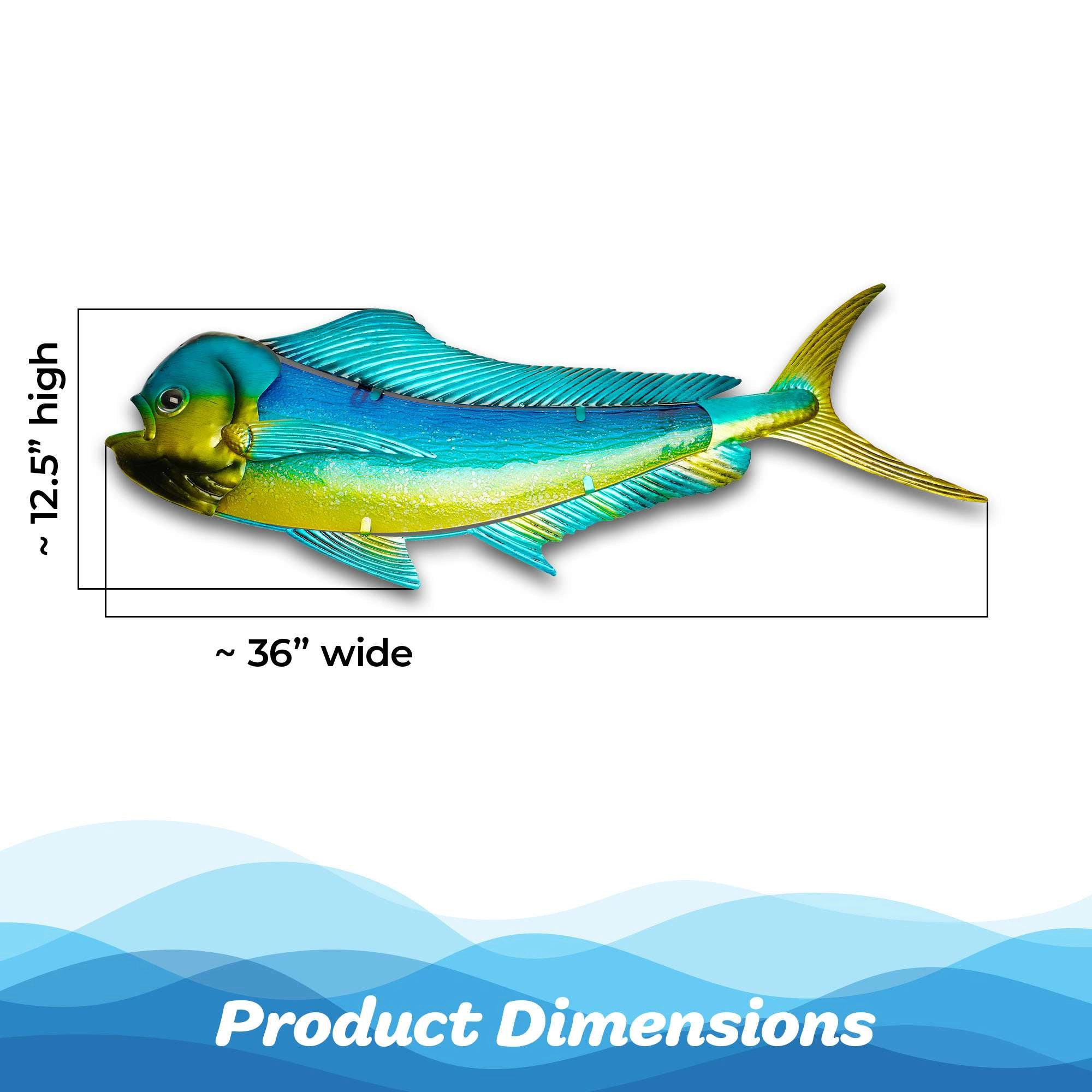 G128 Hand-Painted Green Mahi-Mahi Metal Wall Art