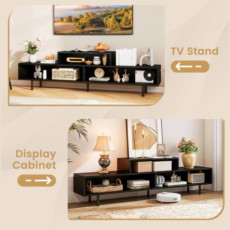 Hivvago 3 Cubby Tv Stand For Tvs Up To 70 Inch With Open Storage Compartments