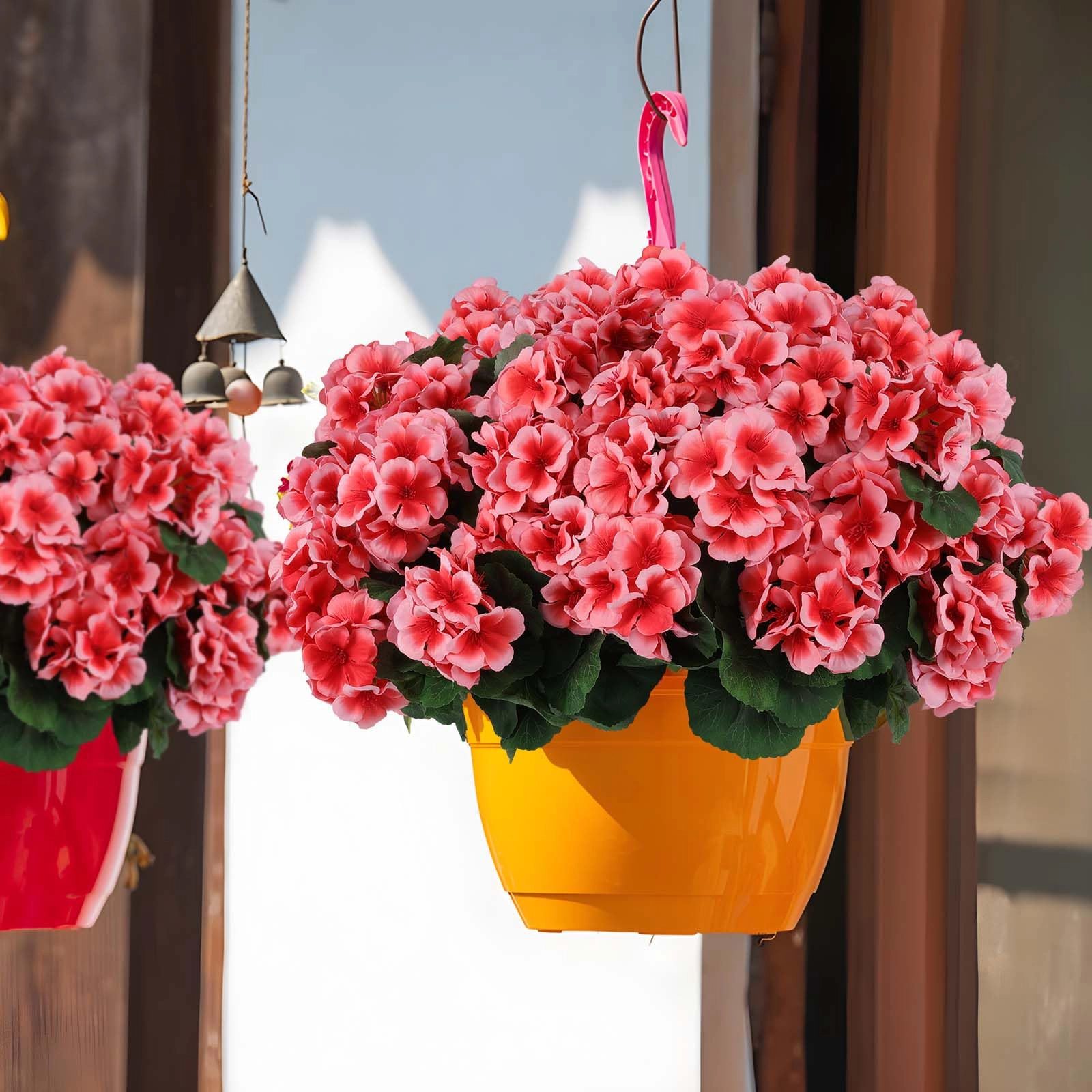 PUPWE Artificial Geranium Flowers Outdoor UV Resistant