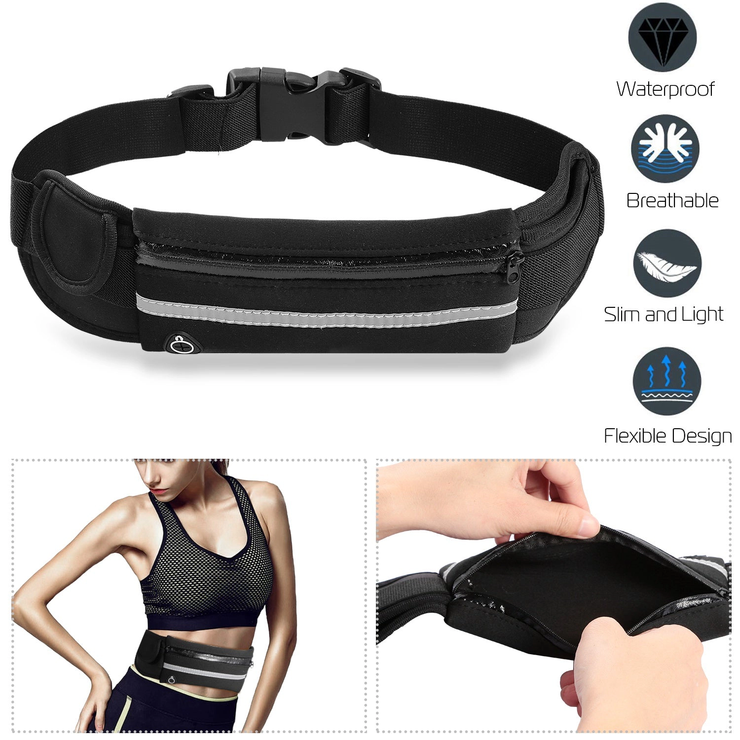 GBruno Waterproof Adjustable Running Belt Bag