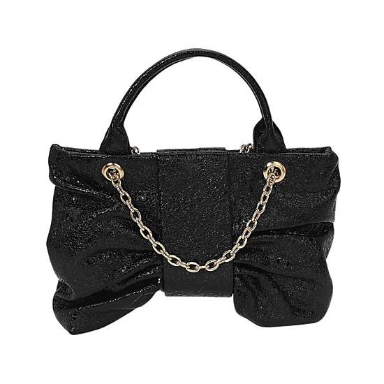 Fashnzfab Sparkly Ruched Bow Accent Shoulder Crossbody Handbag