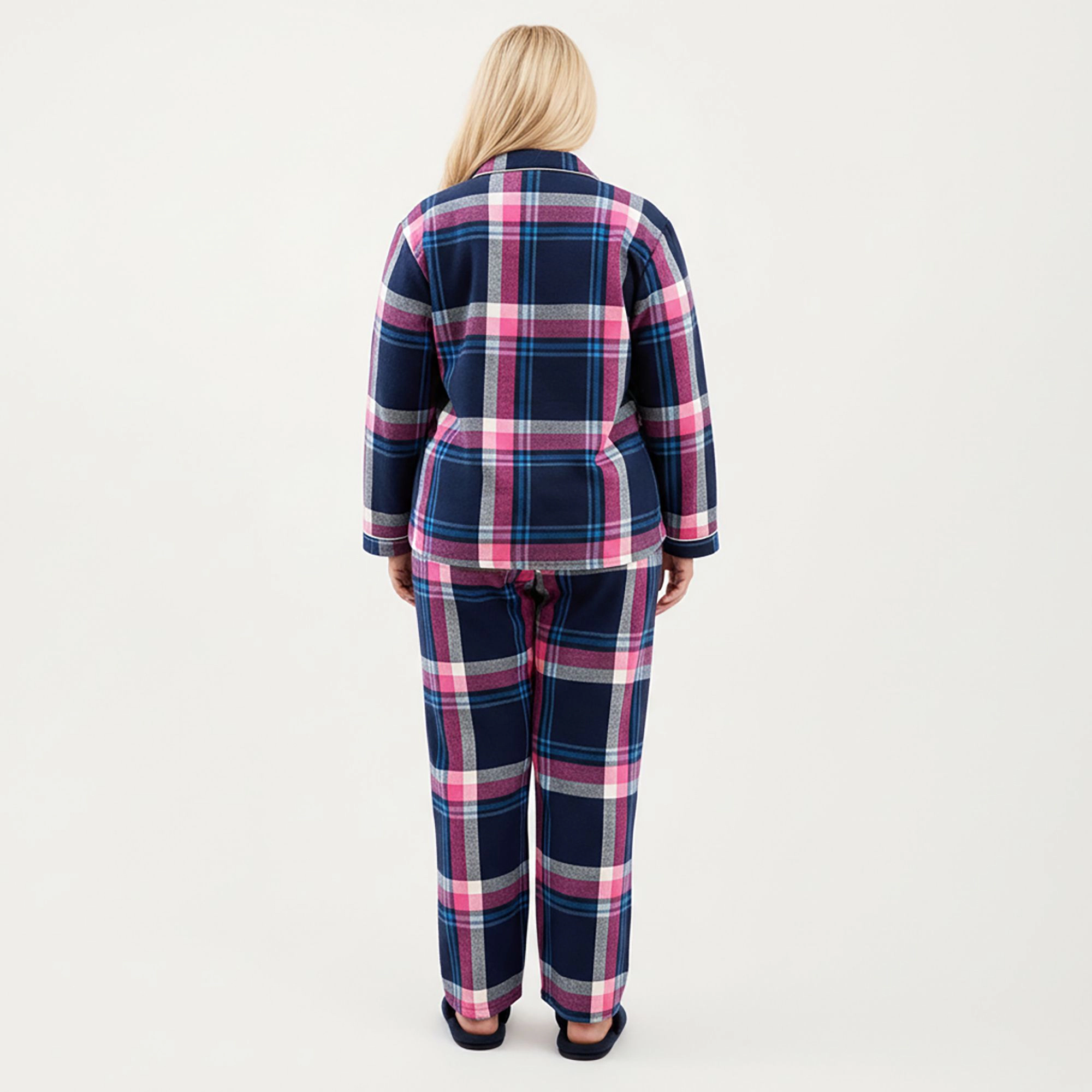 Anna-Kaci Women's Plus 2-Piece Plaid Flannel Pajamas with Button Front Long Sleeve Top and Soft Relaxed Fit Pants