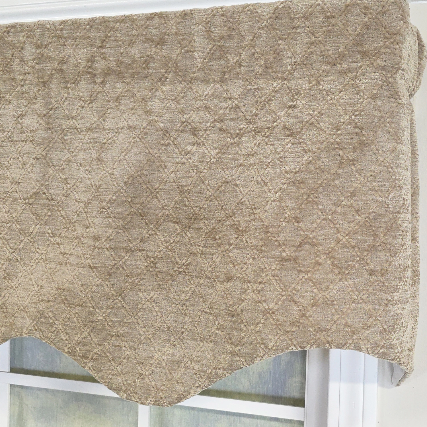 RLF Home 100% Cotton Chenille Regal Fully lined Windows Rod Pocket Valance 50" x 17" Beige