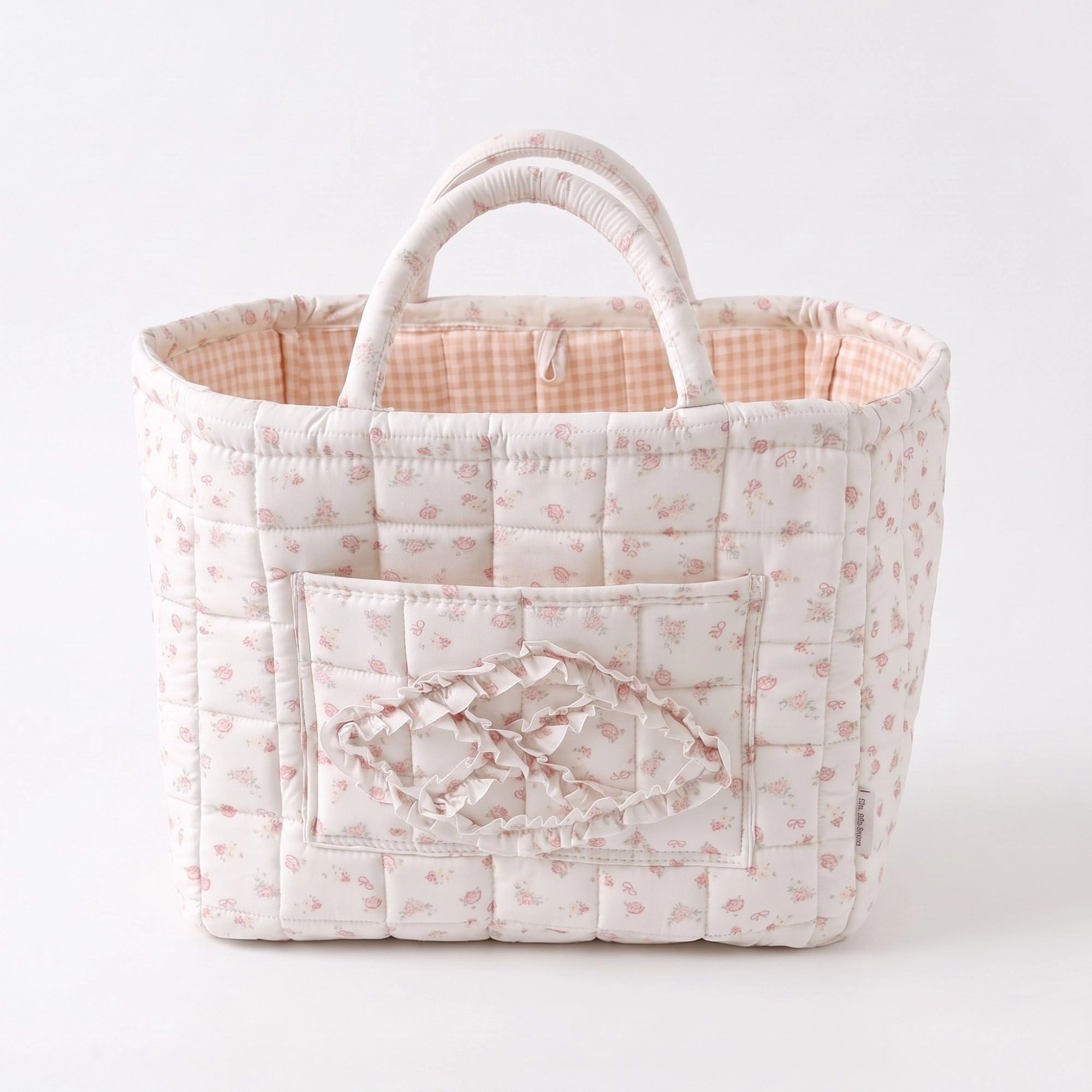 Alilang Unisex Floral Quilted Fabric Storage Tote with Handles and Pocket