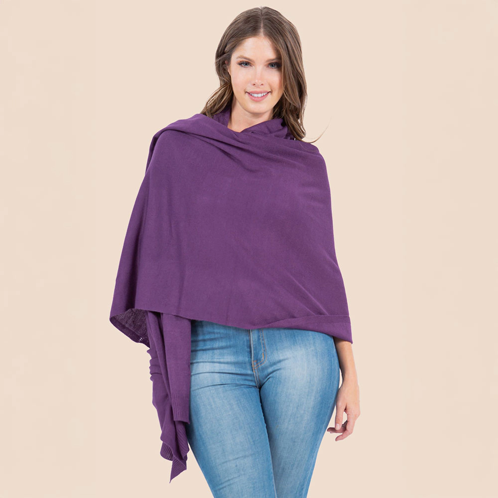 TRUEDAMES Plain Shawl Poncho Scarf Purple