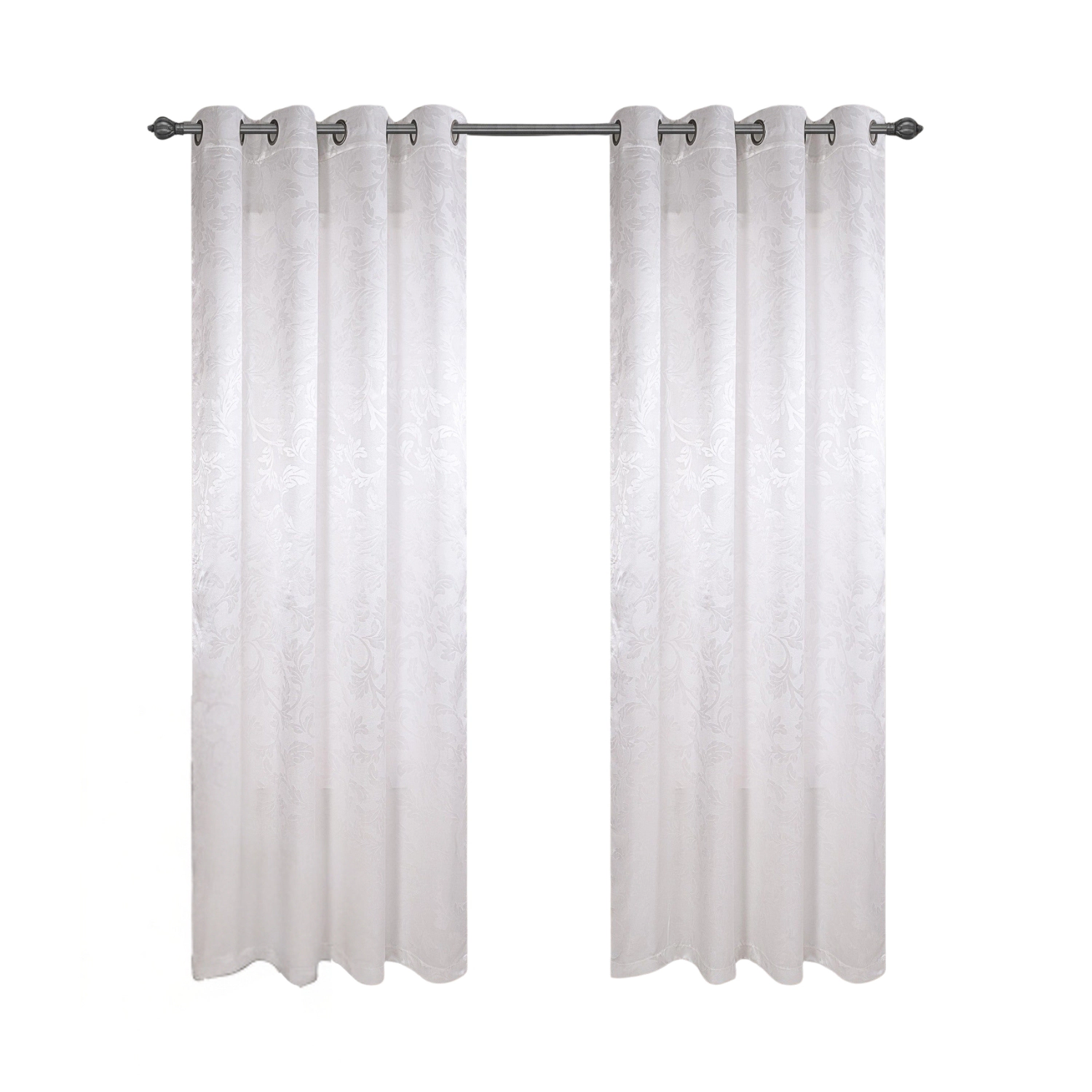 Olivia Gray 100% Polyester 200 GSM Dyson Embossed Blackout Grommet Curtain Panel 54" x 84" White