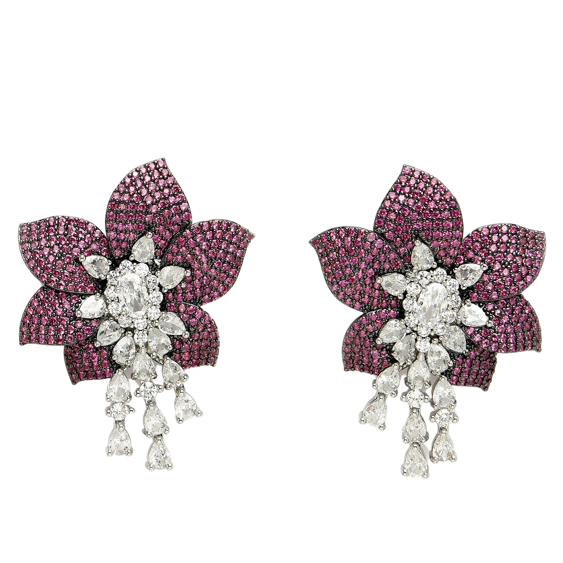 AGP PARIS Womens Diva Collection Floral Drop Stud Earrings