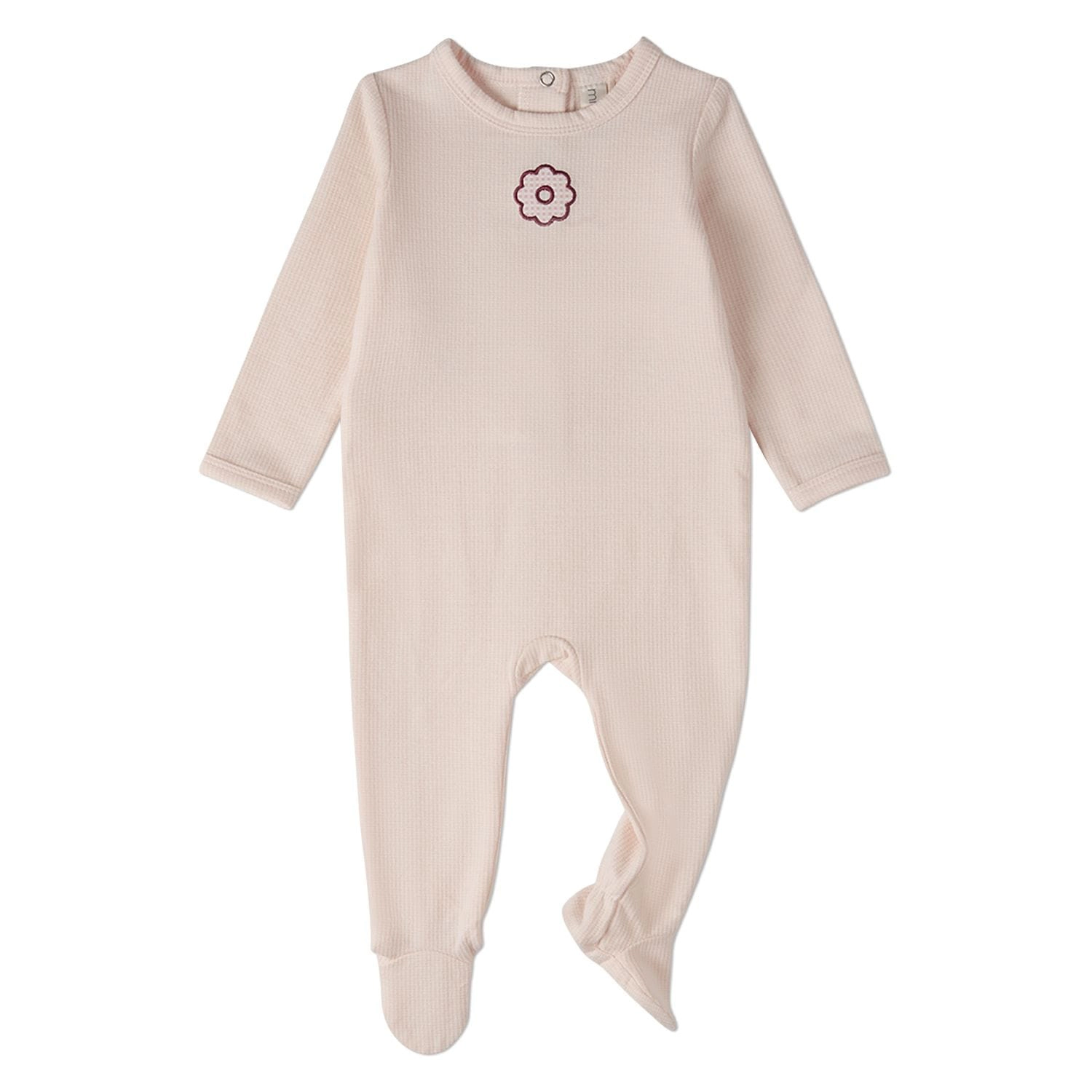 MeMoi Baby Girls "A Little Flower Power" Embroidered Long-Sleeve Footie