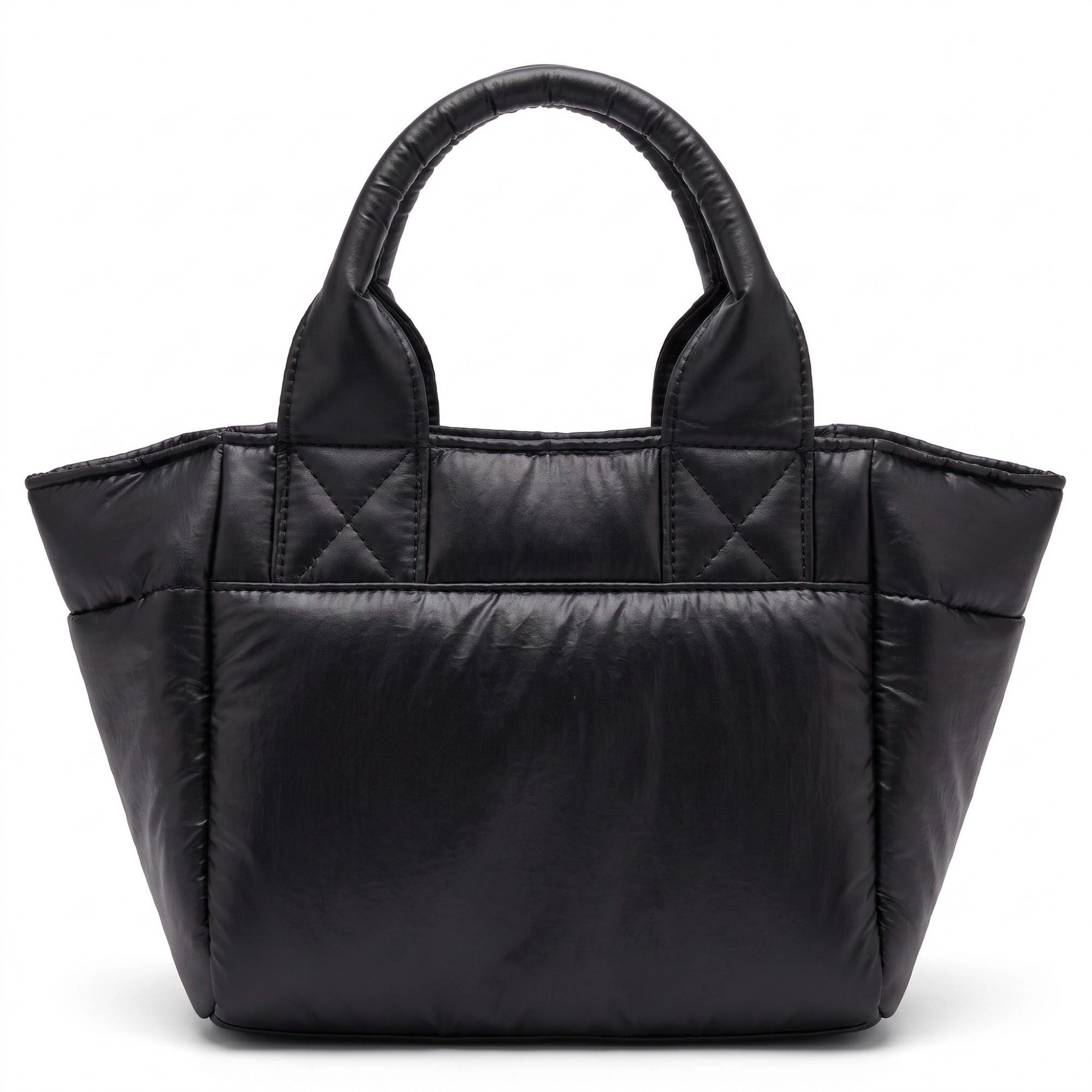 Alilang Women's Padded Puffer Tote Bag with Rounded Top Handles and Exterior Front Pocket 13x6.5x4in