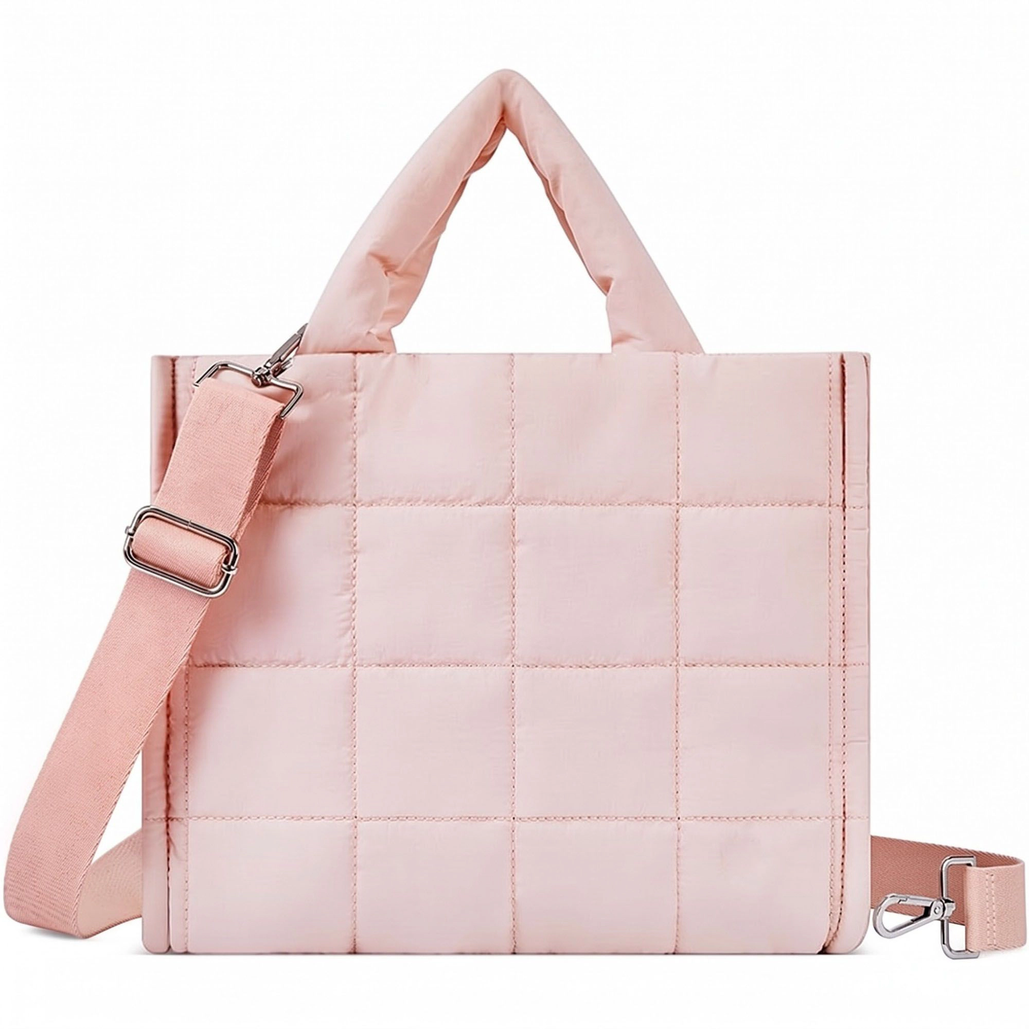 Alilang Women's Quilted Puffer Tote Bag with Top Handles and Adjustable Crossbody Strap 11x10x5.5in