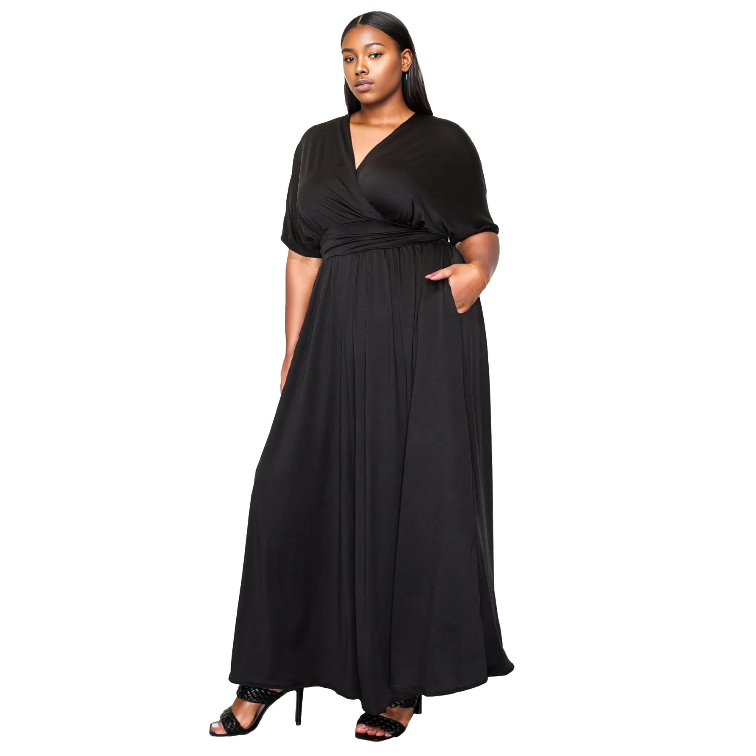 L I V D Women's Plus Raffi Empire Waist Pocket Dress