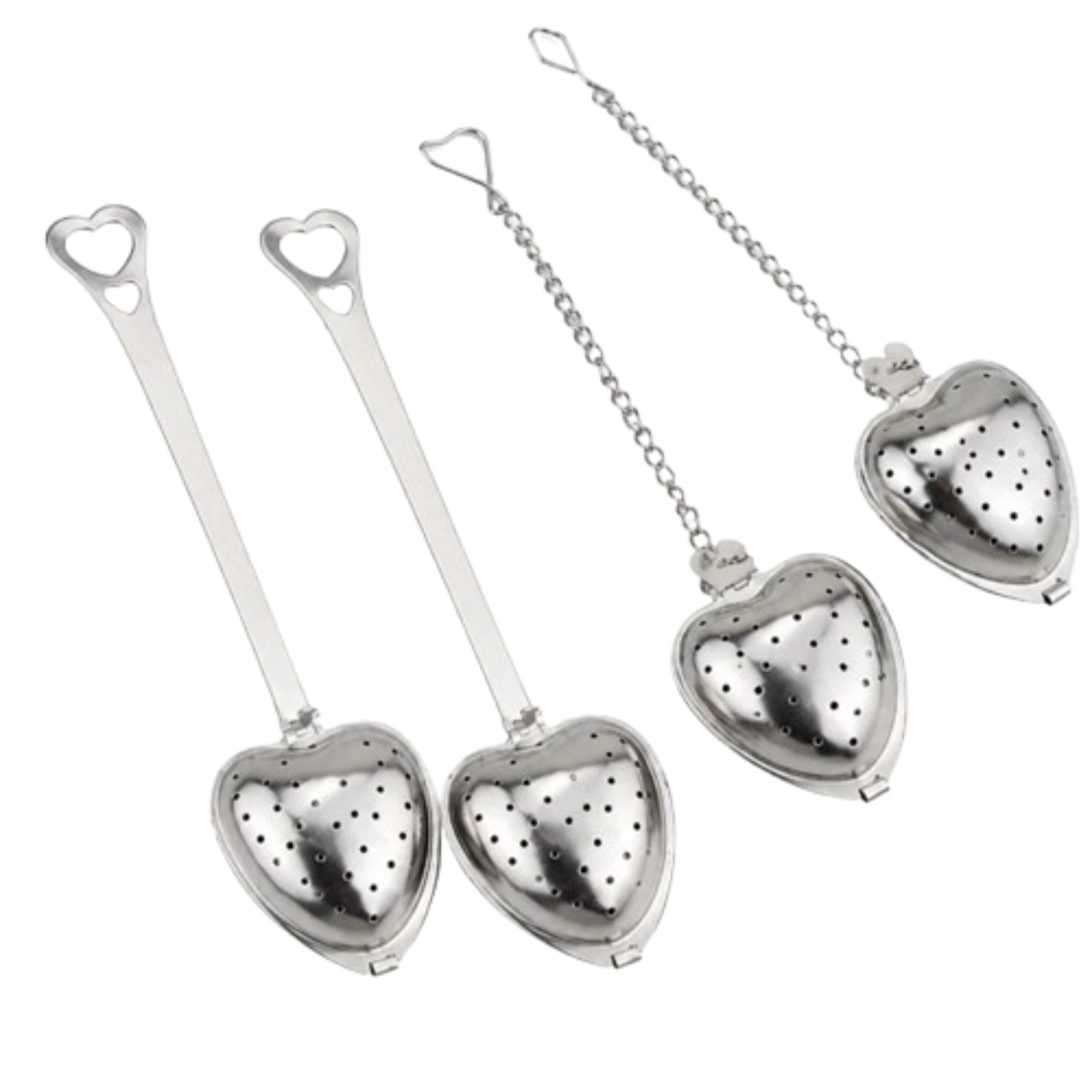 Home Collection Pack of 4 Heart Tea Infuser Stainless Steel Loose Leaf Tea Steeper Set