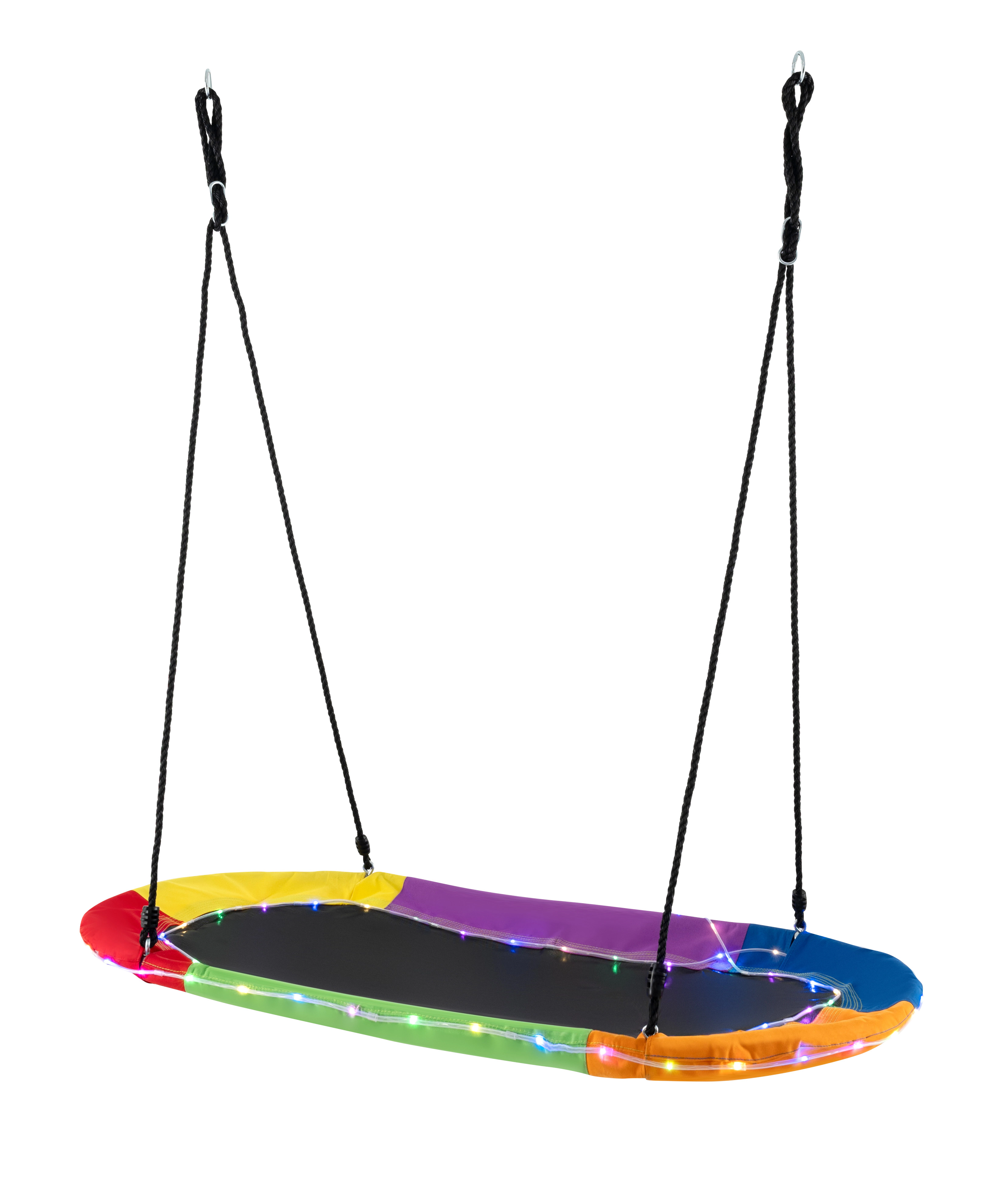 SUGIFT Kids Multicolor Oval Saucer Swing with 4-Color LED Lights and 8 Modes 60-in W 32-in D 700-lb Swing Capacity