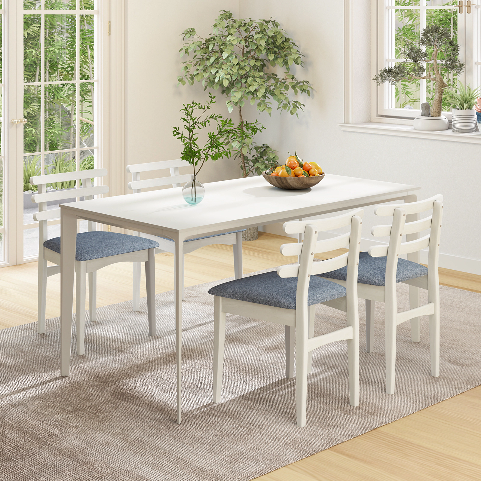 LJG Fabric Kitchen Side Chairs with Rubber Wood Frame and Padded Seat