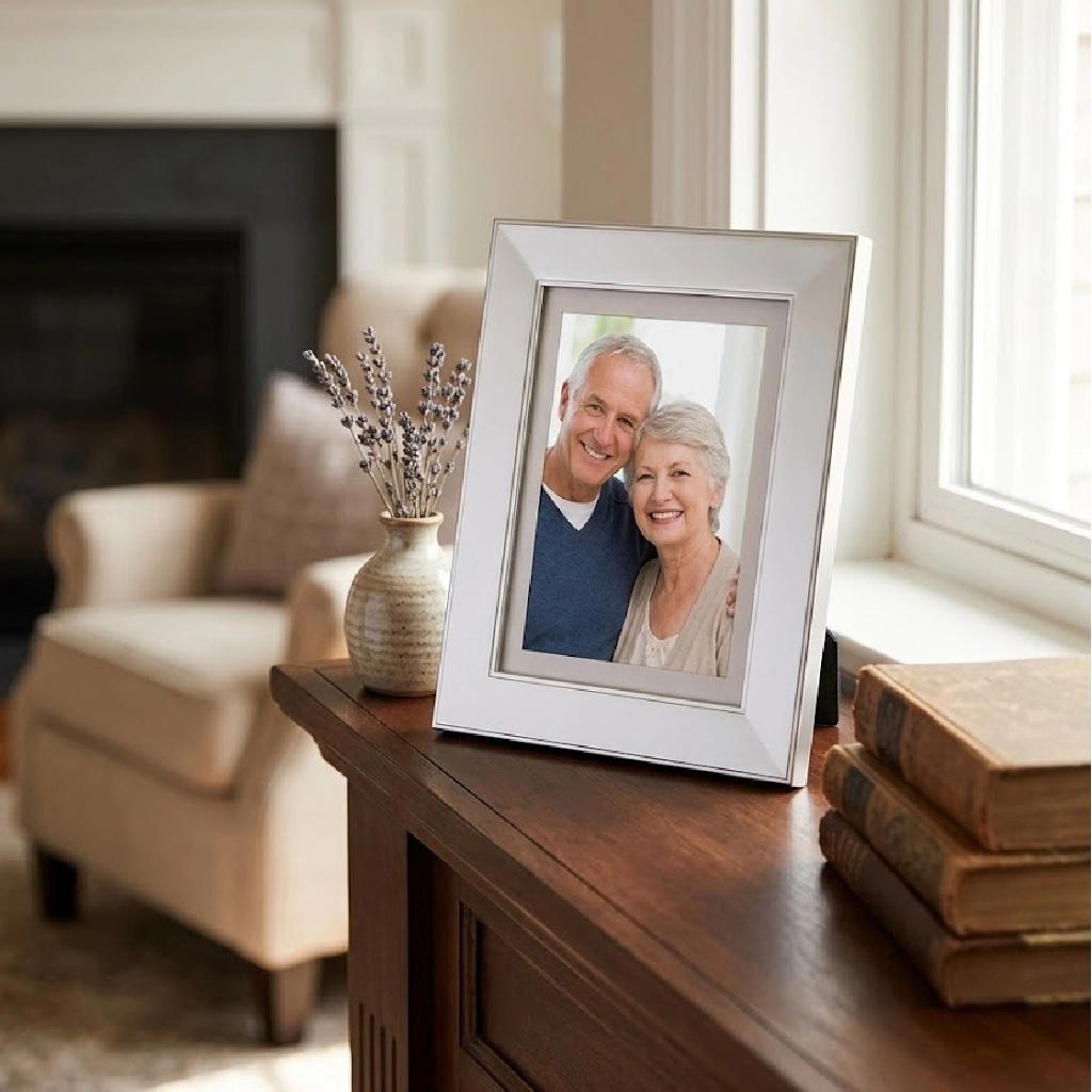 Jiallo Elegant Silver Beveled 5x7 Photo Frame, 6x8 Overall Size