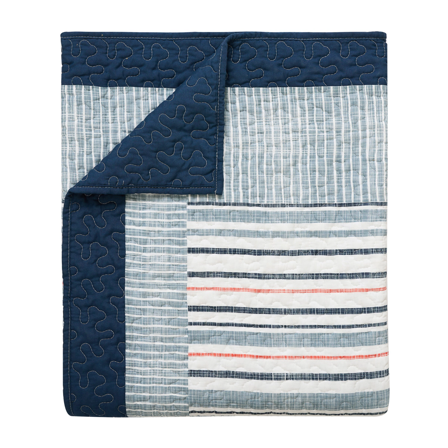 Greenland Home Fashions Voyage Cotton Blend Face Microfiber Back Accessory Throw 50x60 Blue