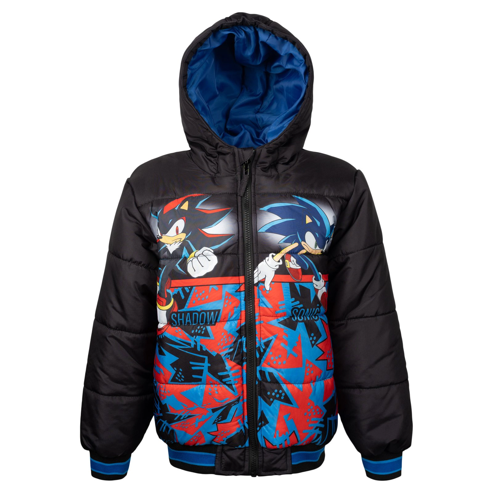 SEGA Sonic the Hedgehog Boys' Zip-Up Hooded Puffer Jacket