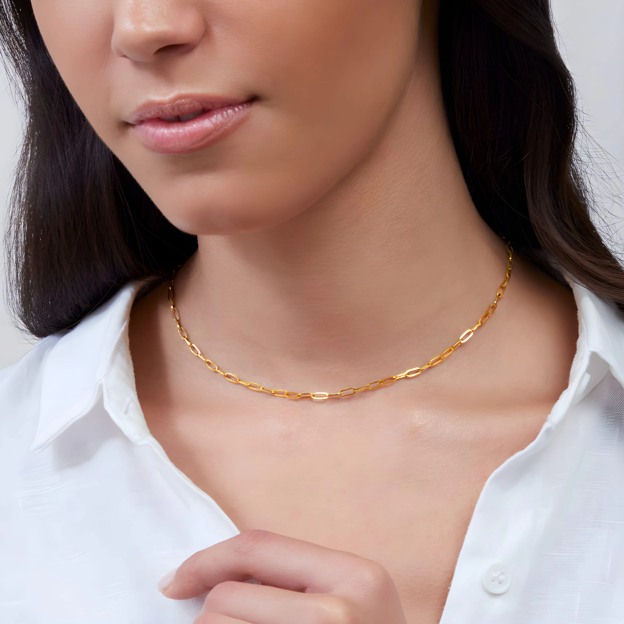 Mint & Lily Women's Thin Paperclip Chain Necklace