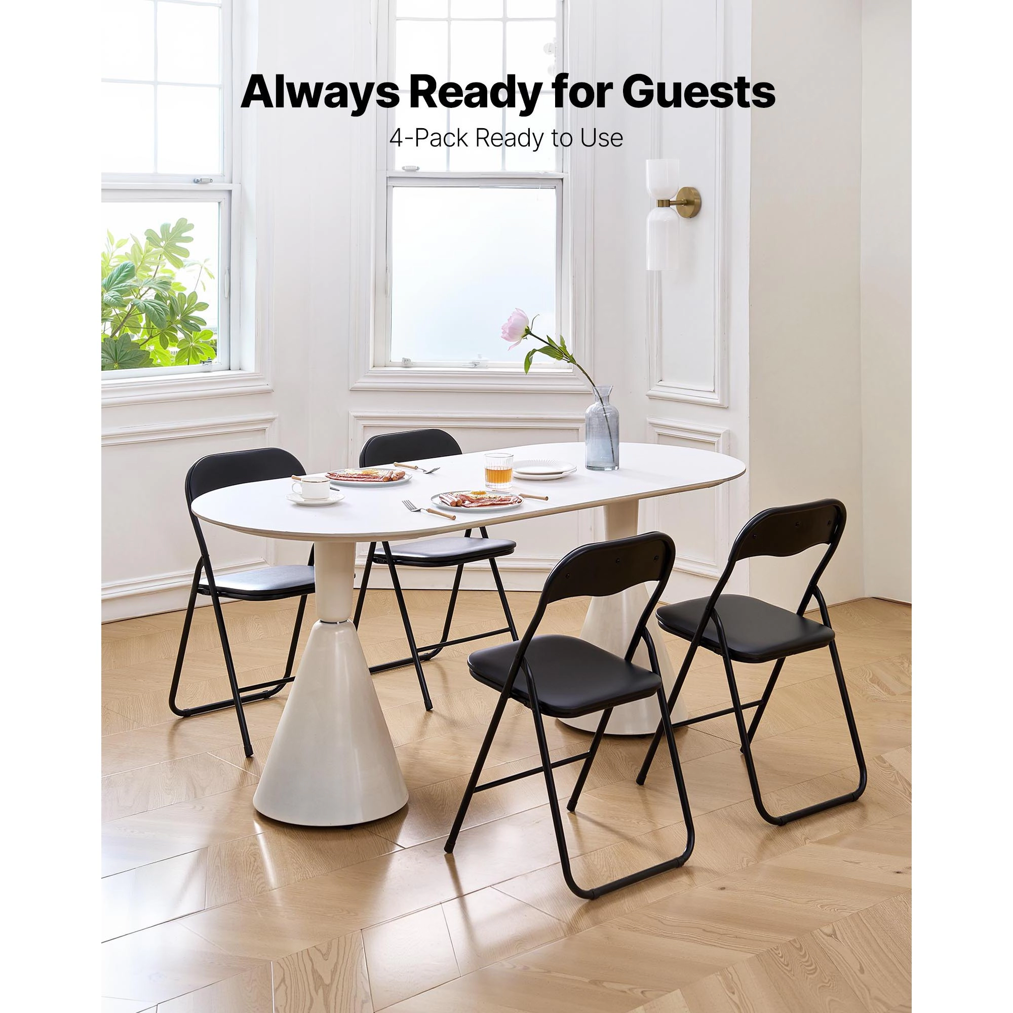HONGGE Folding Chairs Foldable Chairs with Heavy Duty Metal Frame Portable Folding Card Table Chairs Stackable Seats