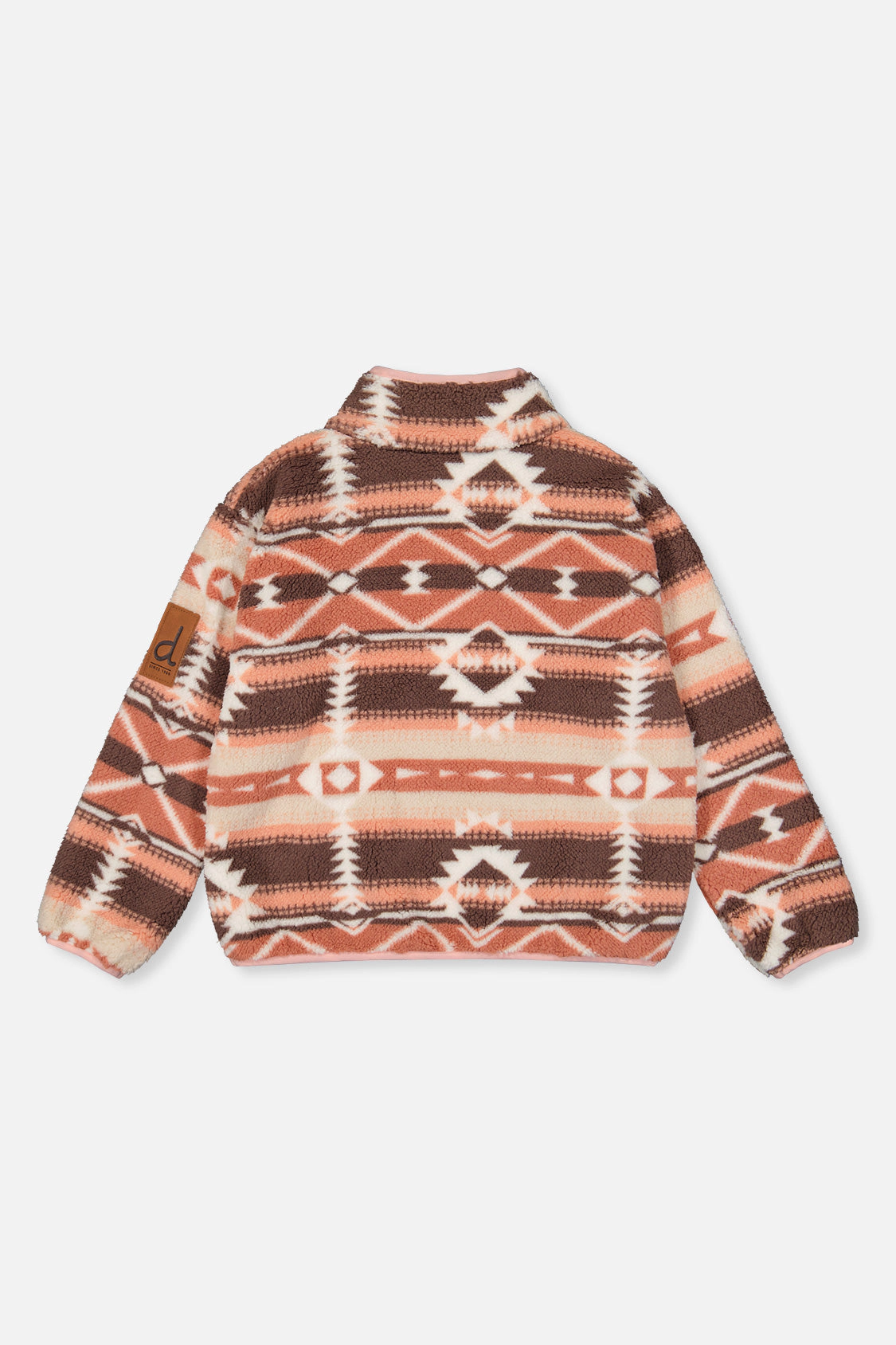 Deux par Girls Aztec Pattern Mid-Season Plush Pullover Jacket