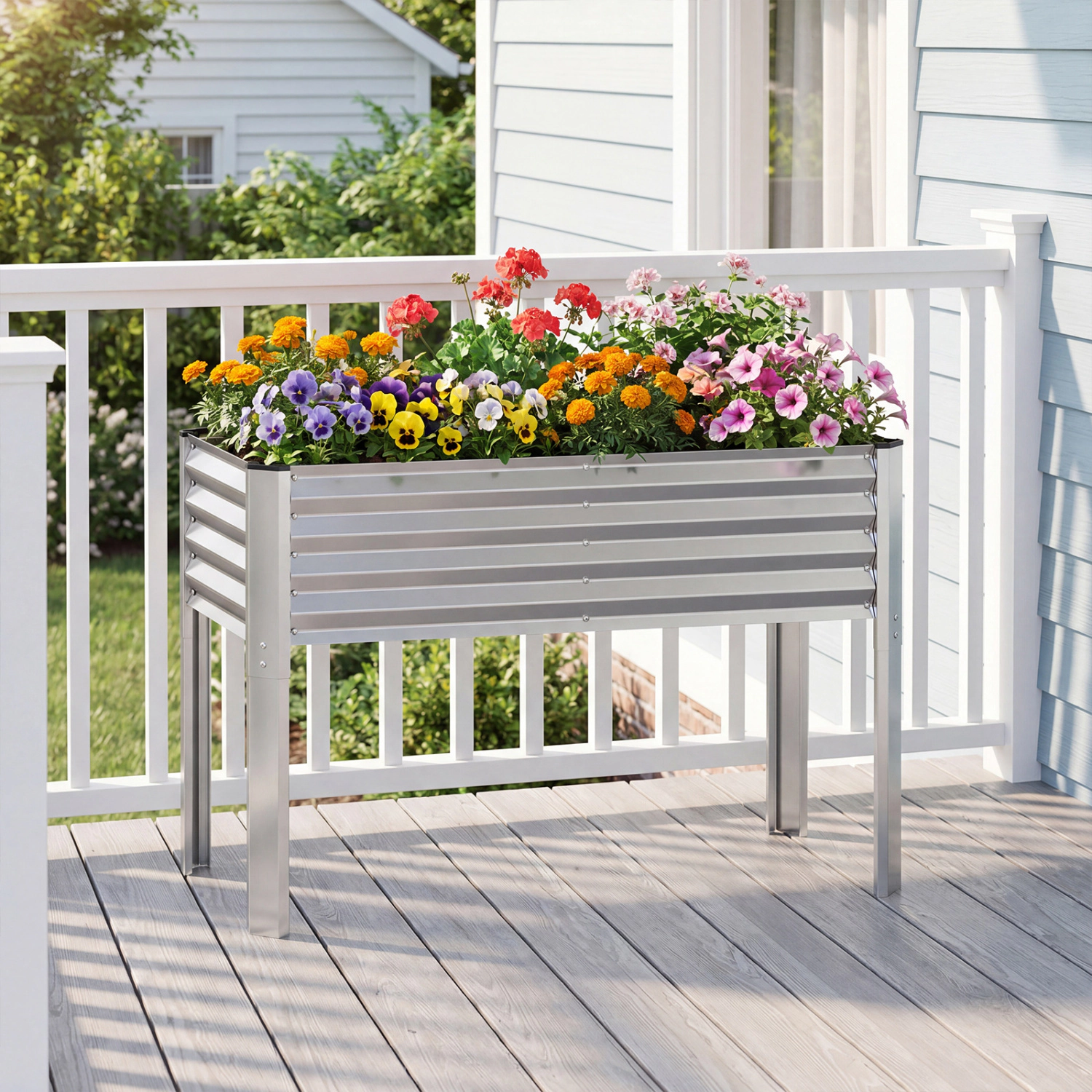 LJG Galvanized Raised Garden Bed with Legs 46" x 24" x 31" Metal Elevated Planter Box