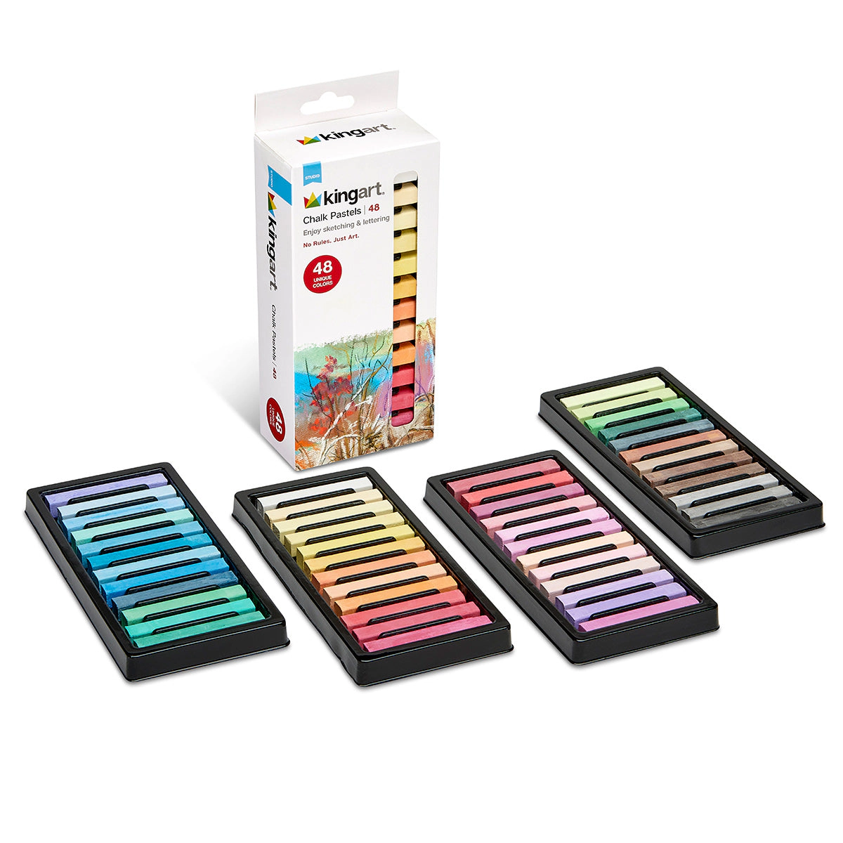 KINGART Square Chalk Pastels - 48 Vibrant Colors