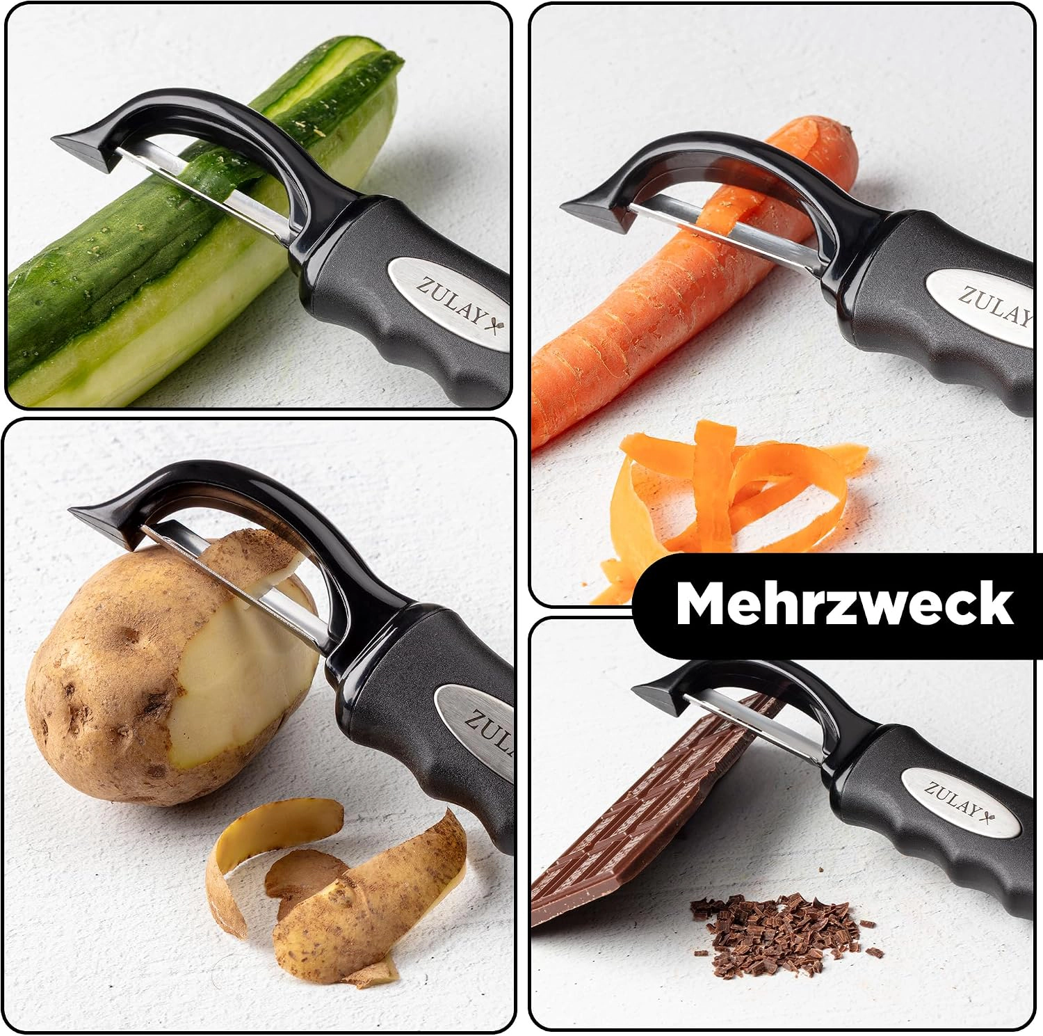 Zulay Kitchen Swivel Peeler with Razor Sharp Stainless Steel Blades & Strong Ergonomic Handle
