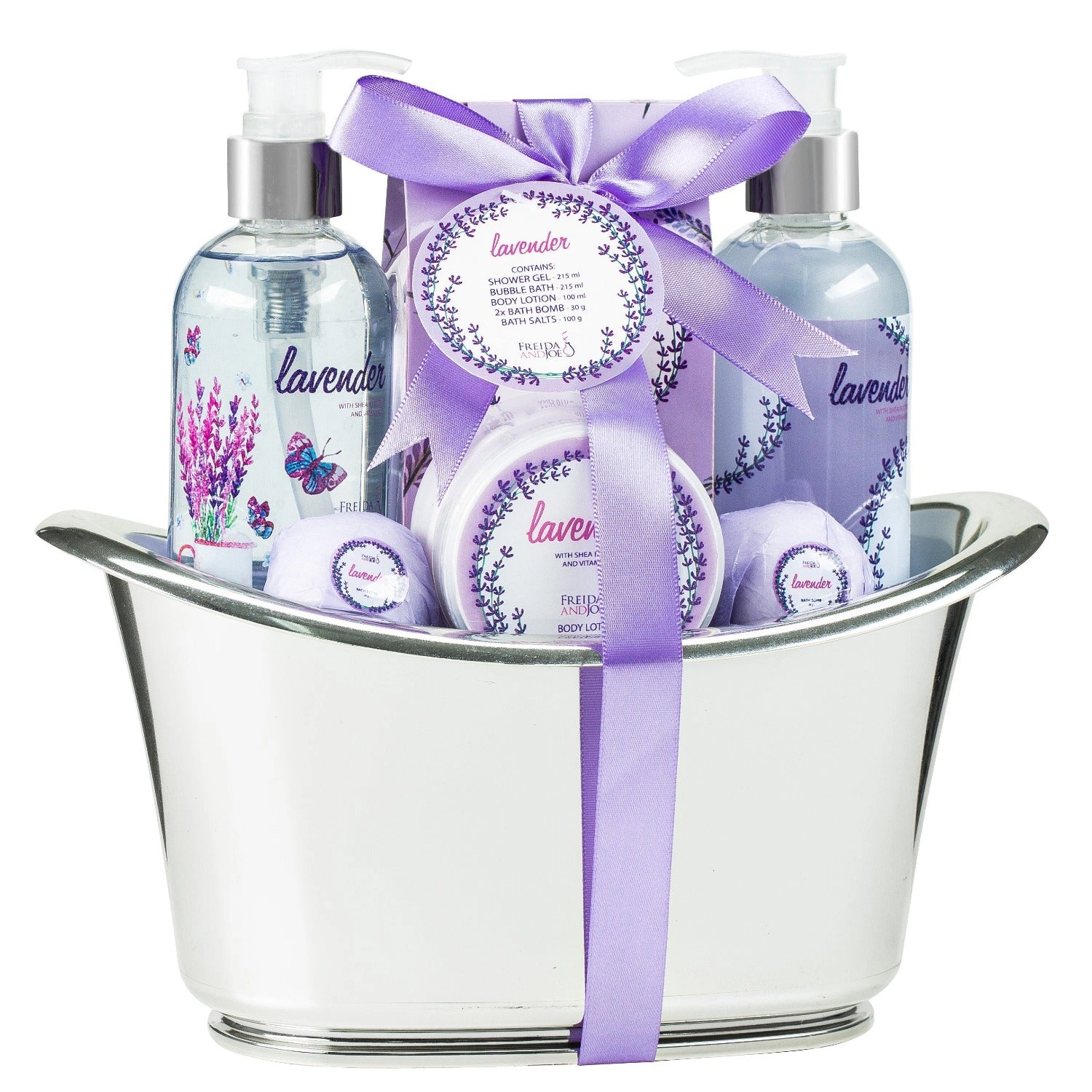 Freida and Joe Womens Lavender Bath & Body Spa Gift Set Tub