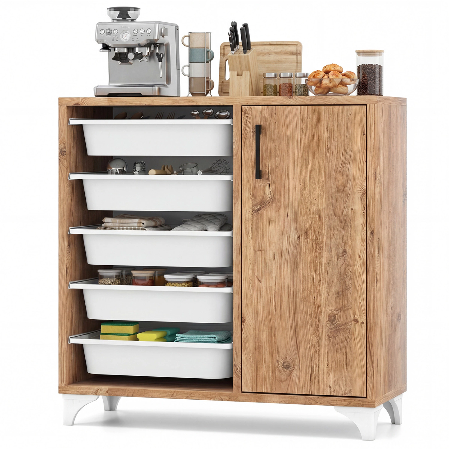 LJG Buffet Cabinet Sideboard with Storage and Removable Drawers