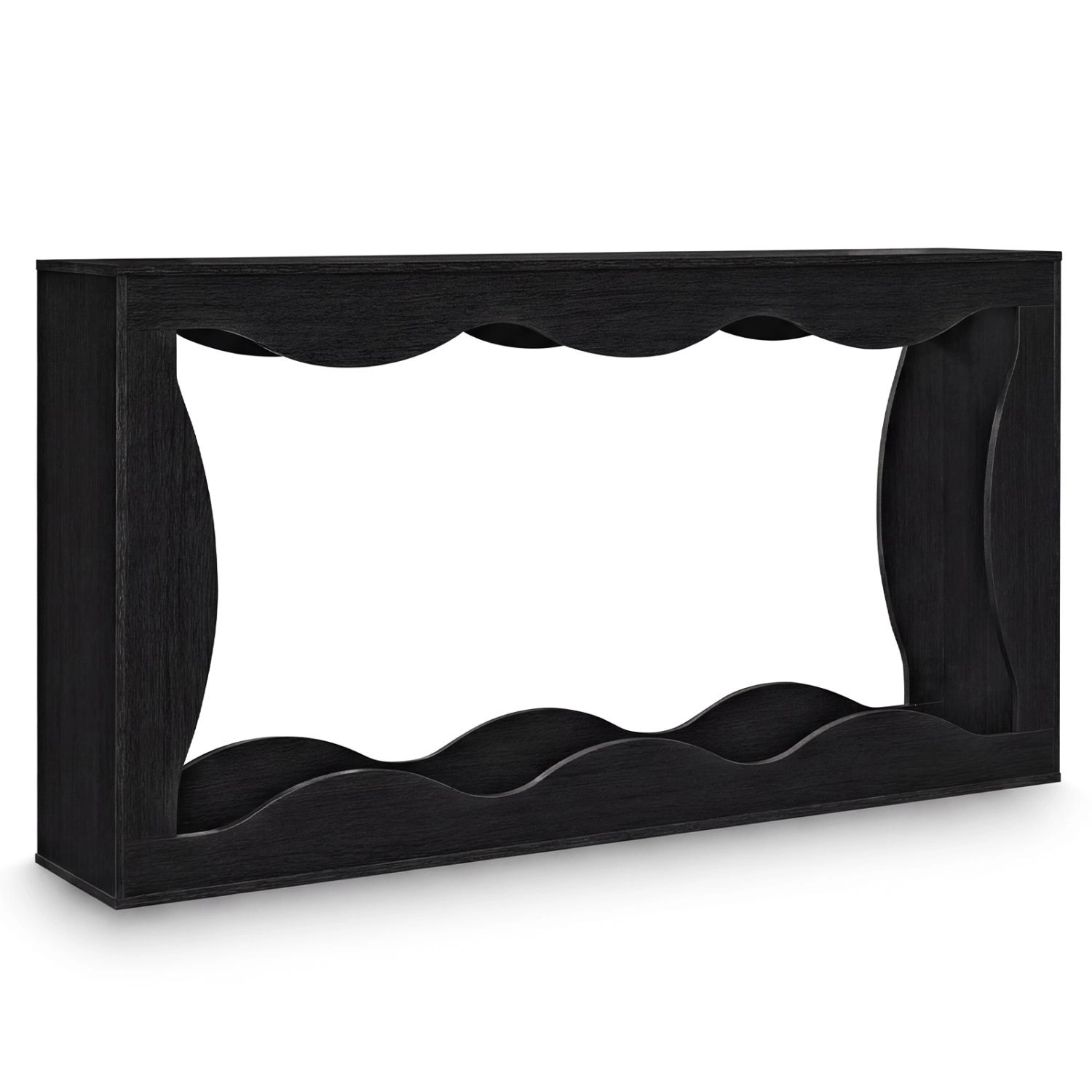 SlickBlue 63 Inch Console Table with Wavy Edge Storage Shelf