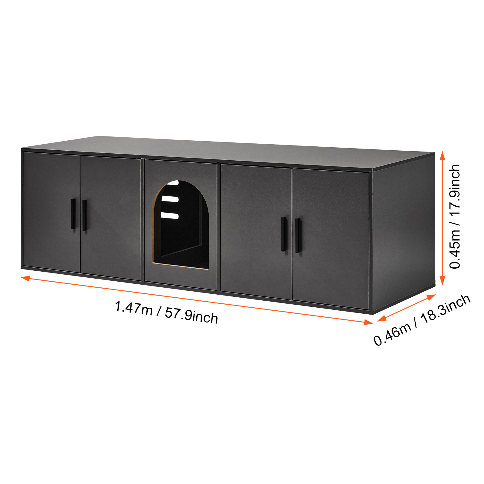 HONGGE Cat Litter Box Enclosure for 2 Cats Litter Box Furniture Hidden with Wooden Cat Box Cabinet Fit Most of Litter
